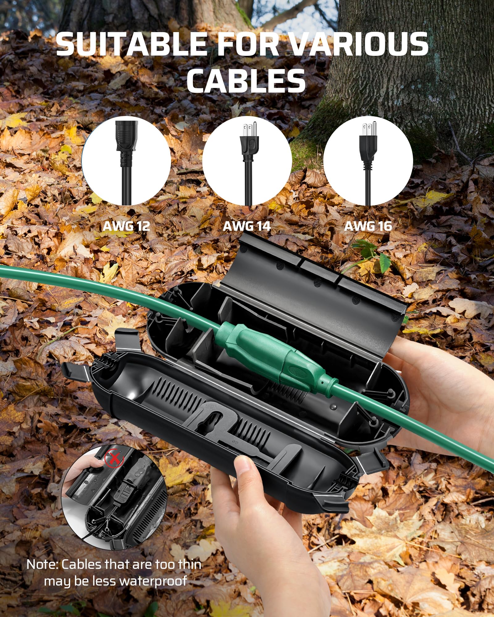 Dewenwils 6 Pack Outdoor Extension Cord Safety Cover, Water Resistant Seal Housing With 4 Latches, Adjustable Compartment For Aw