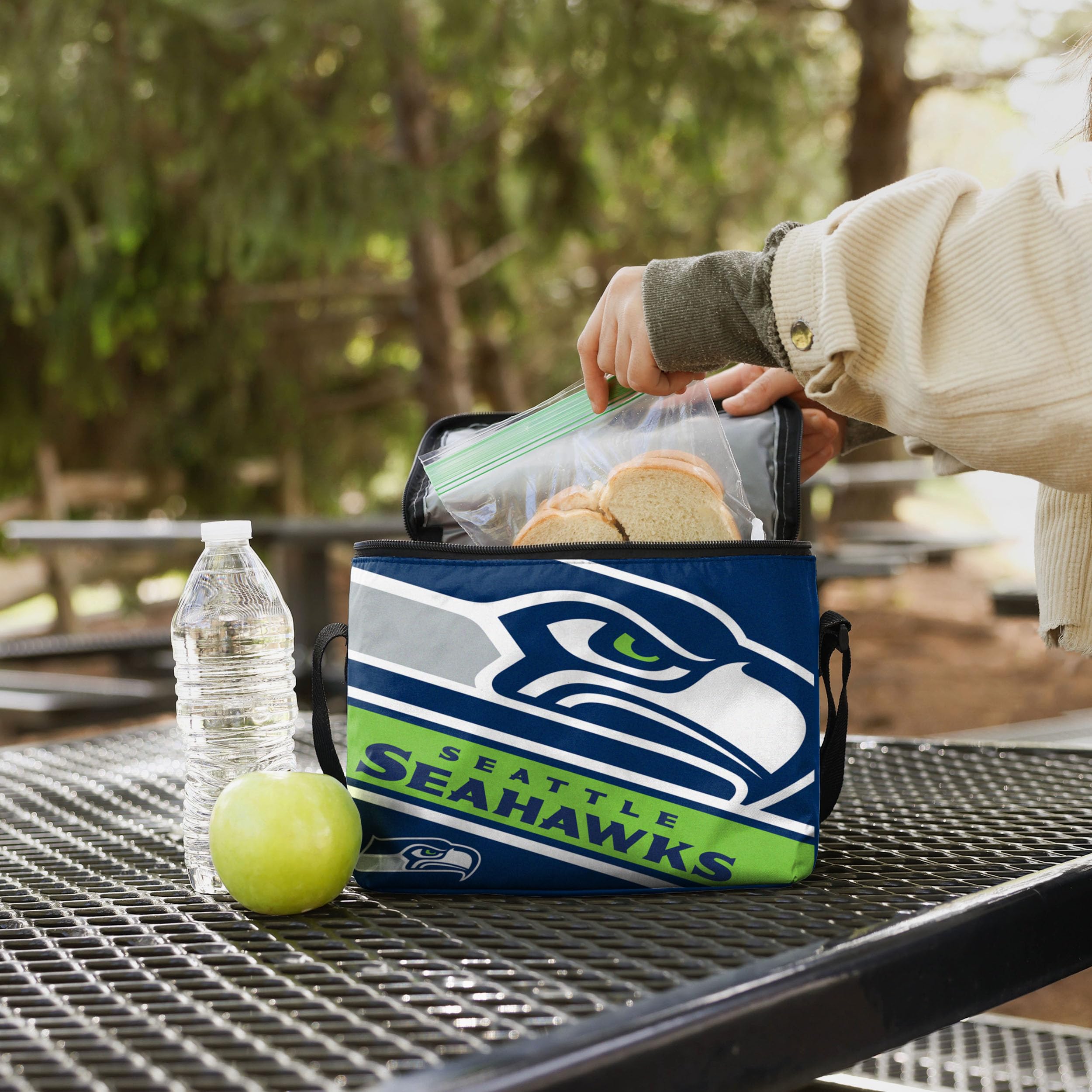 Foco Seattle Seahawks Big Logo Stripe 6 Pack Cooler