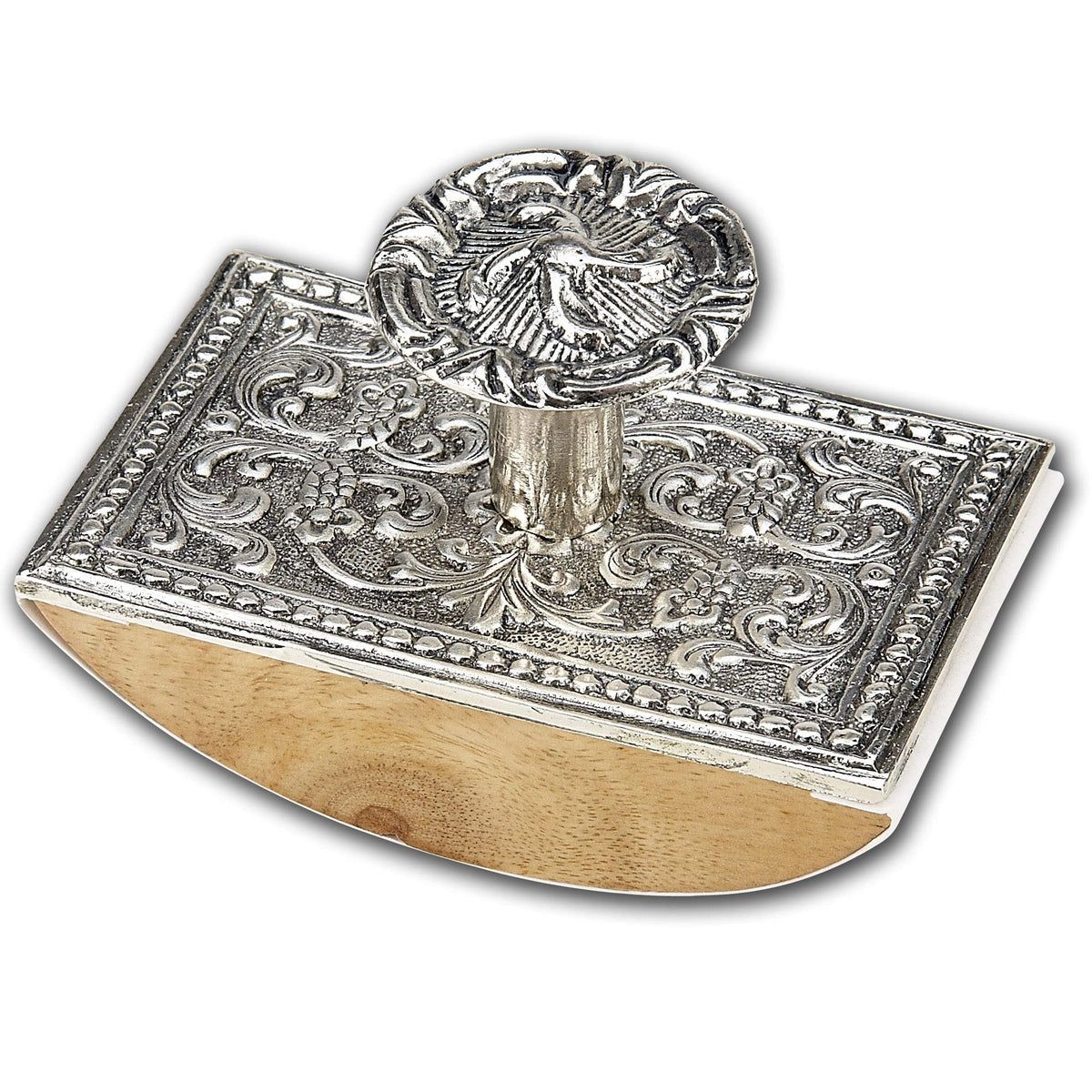 Wood & Metal Rocking Ink Blotter Pewter (Silver) N2501Si