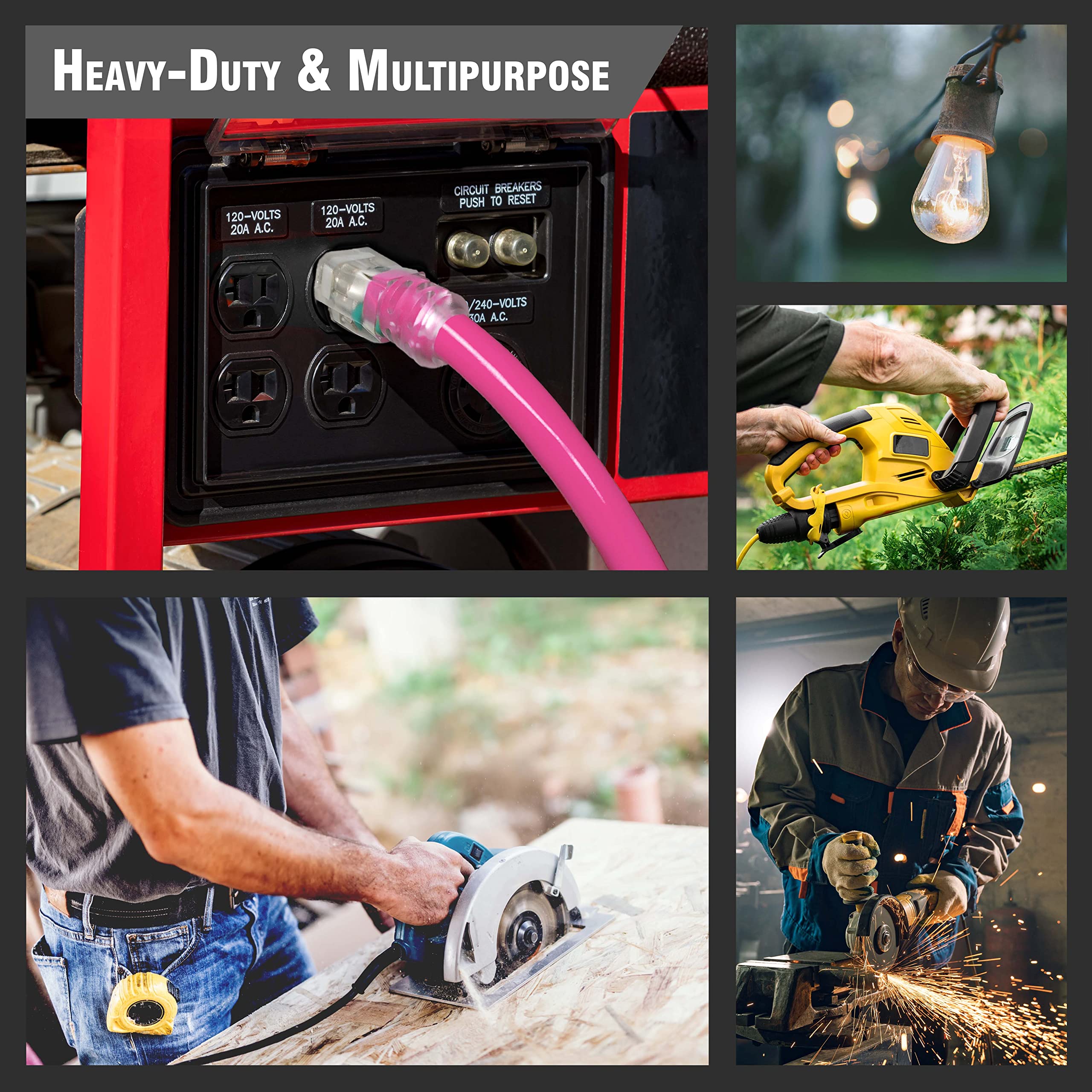 25 Ft   14 Gauge Heavy Duty Extension Cord   Lighted Sjtw   Indoor/Outdoor Extension Cord By Watt'S Wire   25' 14 Gauge Grounded