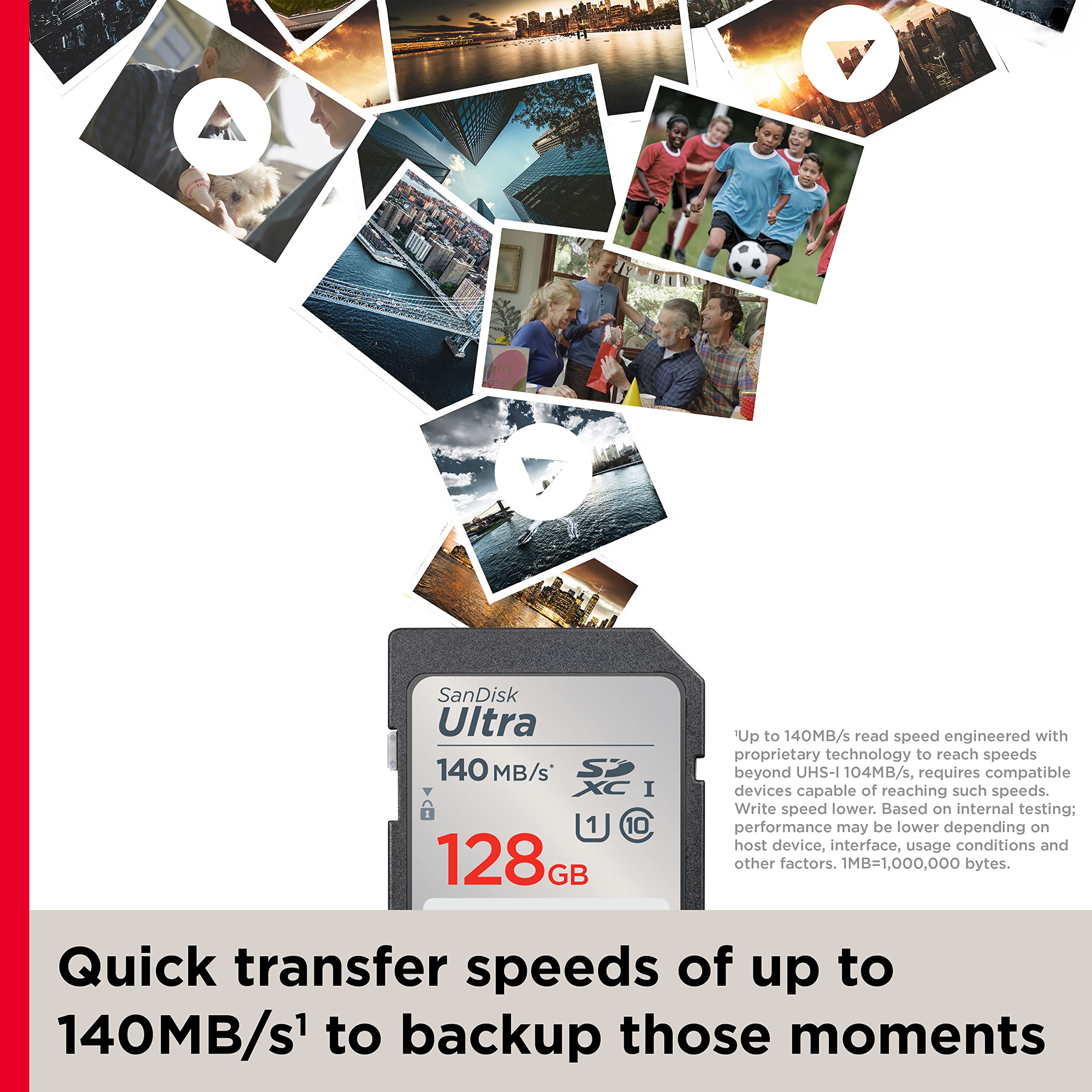 Sandisk 128Gb Ultra Sdxc Uhs-I Memory Card - Up To 140Mb/S, C10, U1, Full Hd, Sd Card - Sdsdunb-128G-Gn6In
