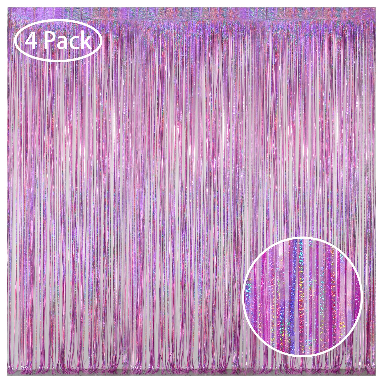 Melsan Foil Curtians Valentine Party Decorations, 3.2 X 8Ft Sparkle Metallic Foil Fringe Backdrop Party Decor For Baby Shower, G