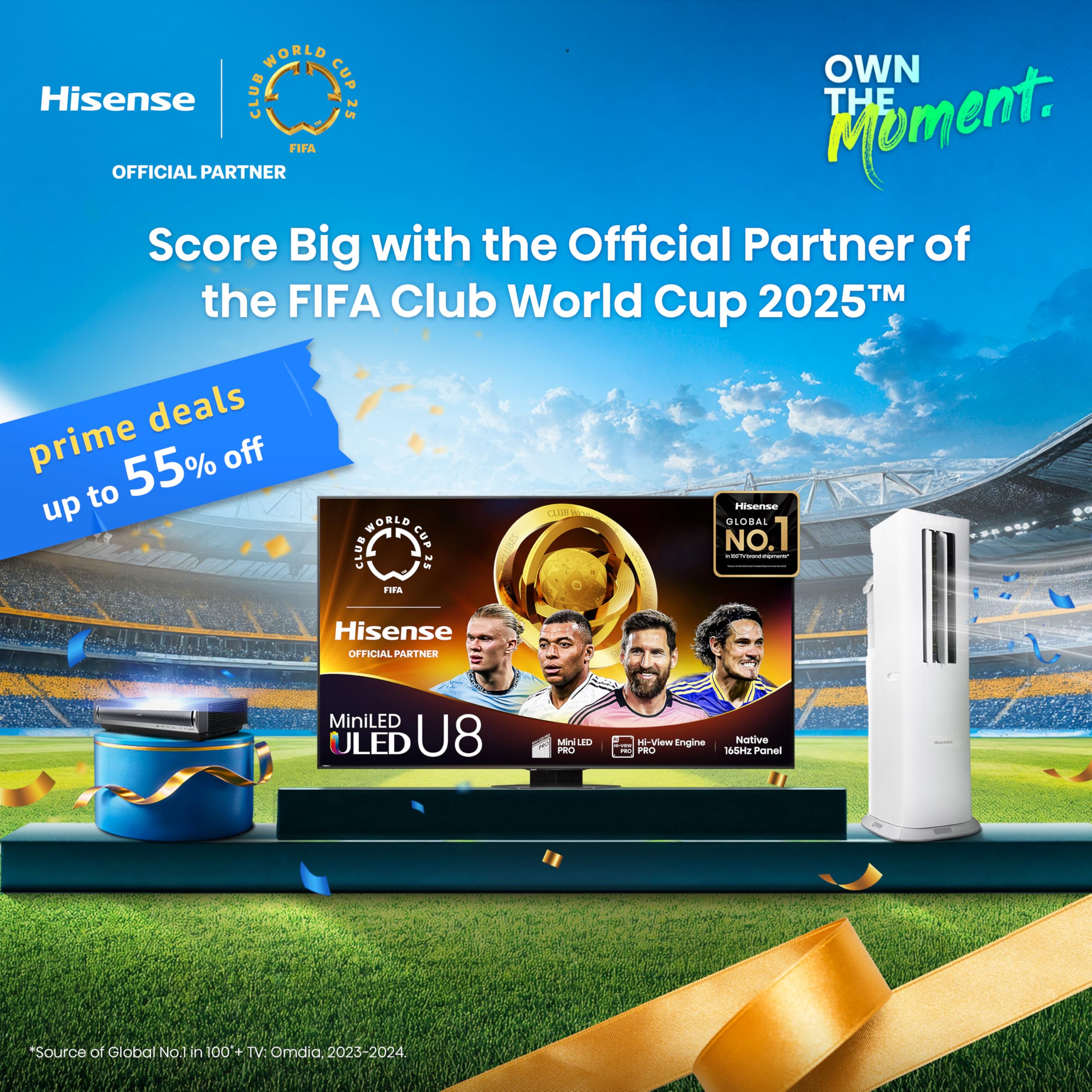 Hisense 85 Class U8 Mini-Led Uled 4K Uhd Google Smart Tv (85U8Qg, 2025 Model) - Qled, Native 165Hz, Vrr 288, Up To Ld5600, 5000