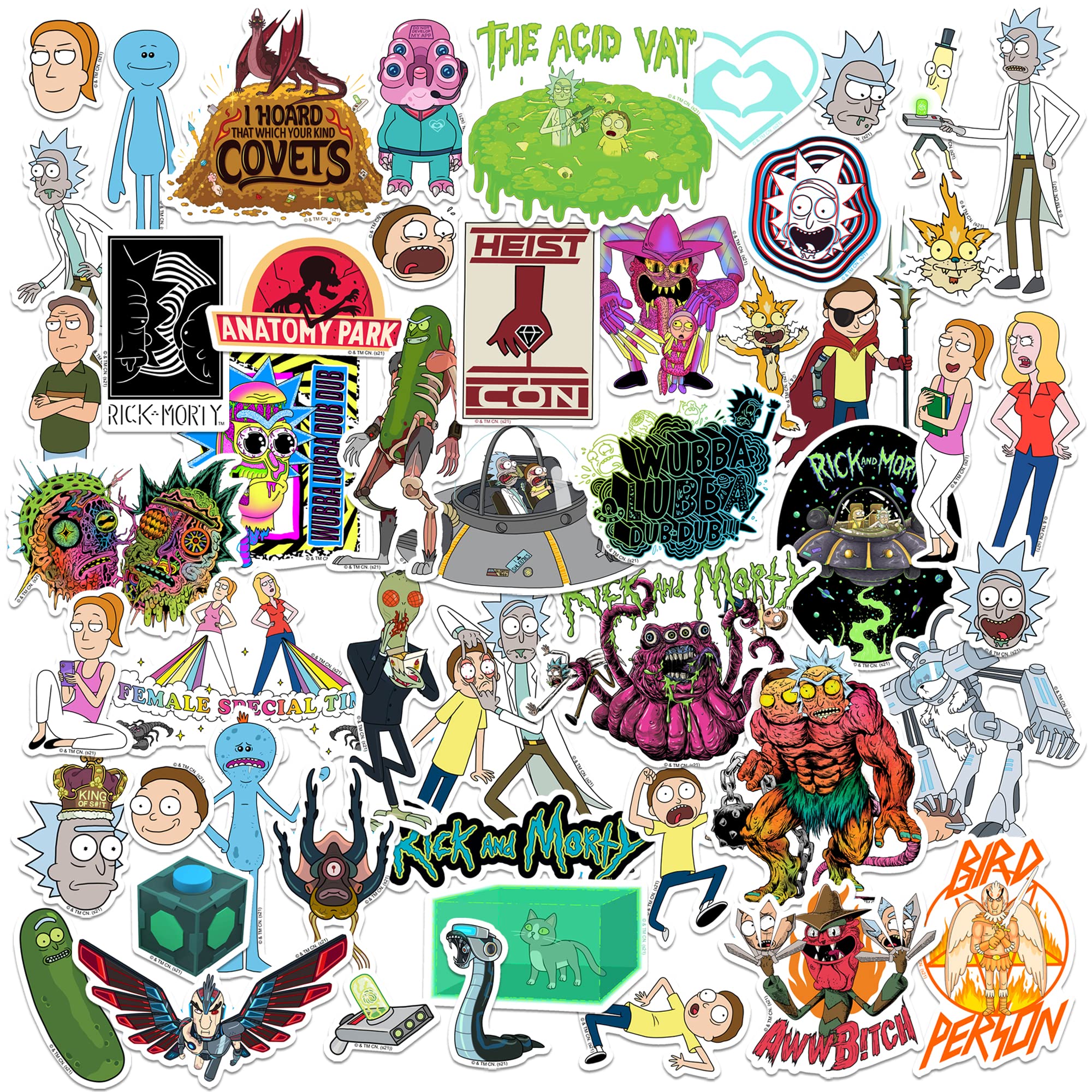 Rick And Morty Sticker Pack Die Cut Vinyl Large Deluxe Stickers Variety Pack   Laptop, Water Bottle, Scrapbooking, Tablet, Skate
