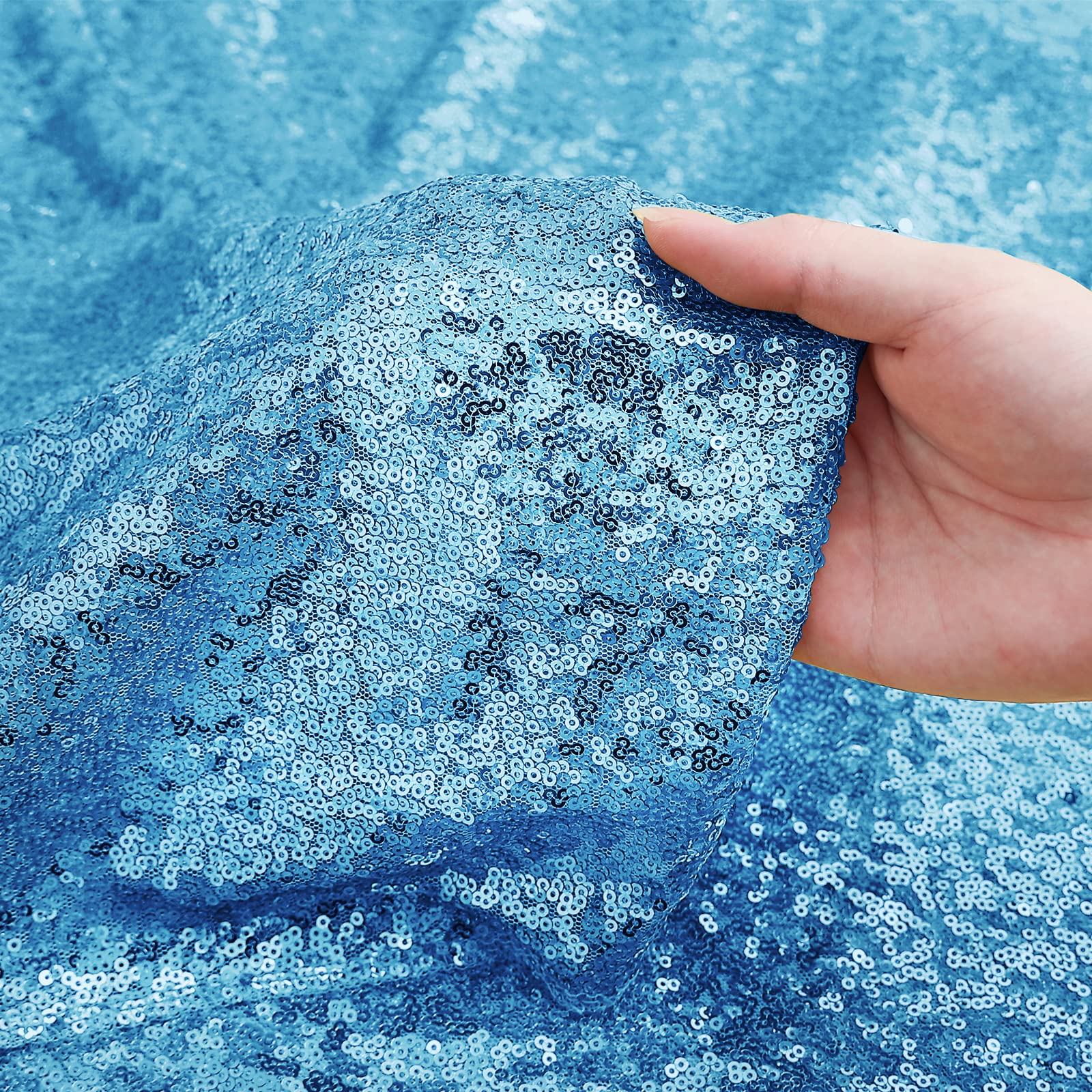 Sugargirl Turquoise Sequin Backdrop Curtain 4 Panels 2Ftx8Ft Glitter Turquoise Background Drapes Sparkle Photography Backdrop Fo