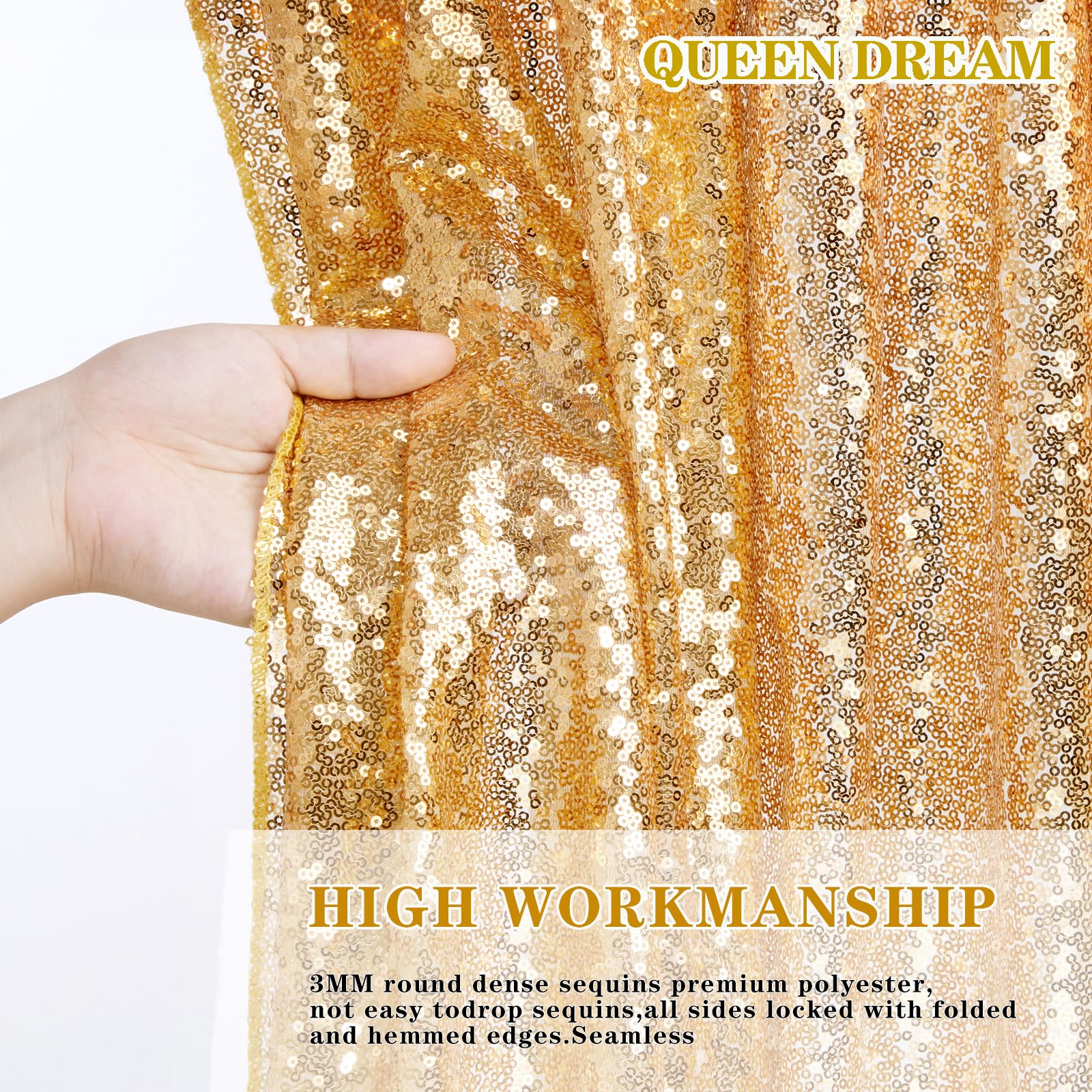 Gold Backdrop Curtain For Parties   3 Pieces Glitter Sequin Background Backdrops 2X8Ft Birthday Baby Shower Decorations