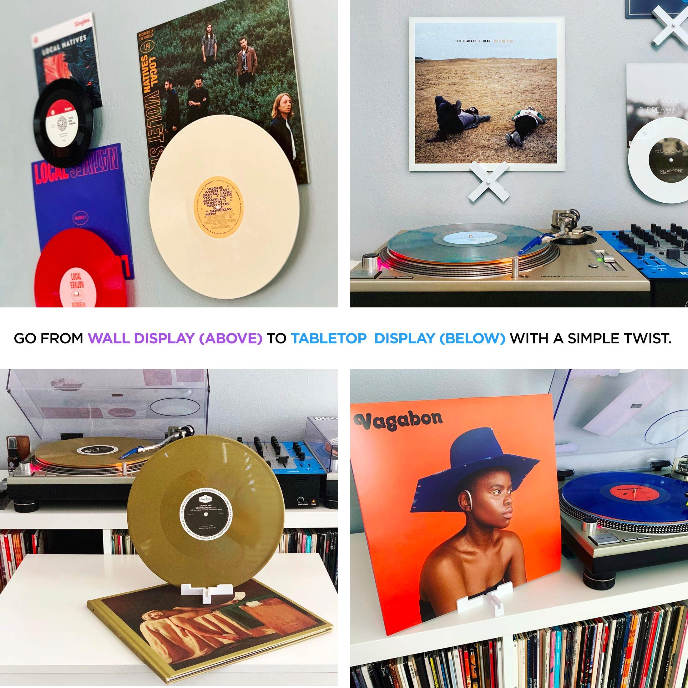 Record Props - Vinyl Record Display - Combine Vinyl And Album Cover On Wall. Doubles As A Now Playing Tabletop Stand.