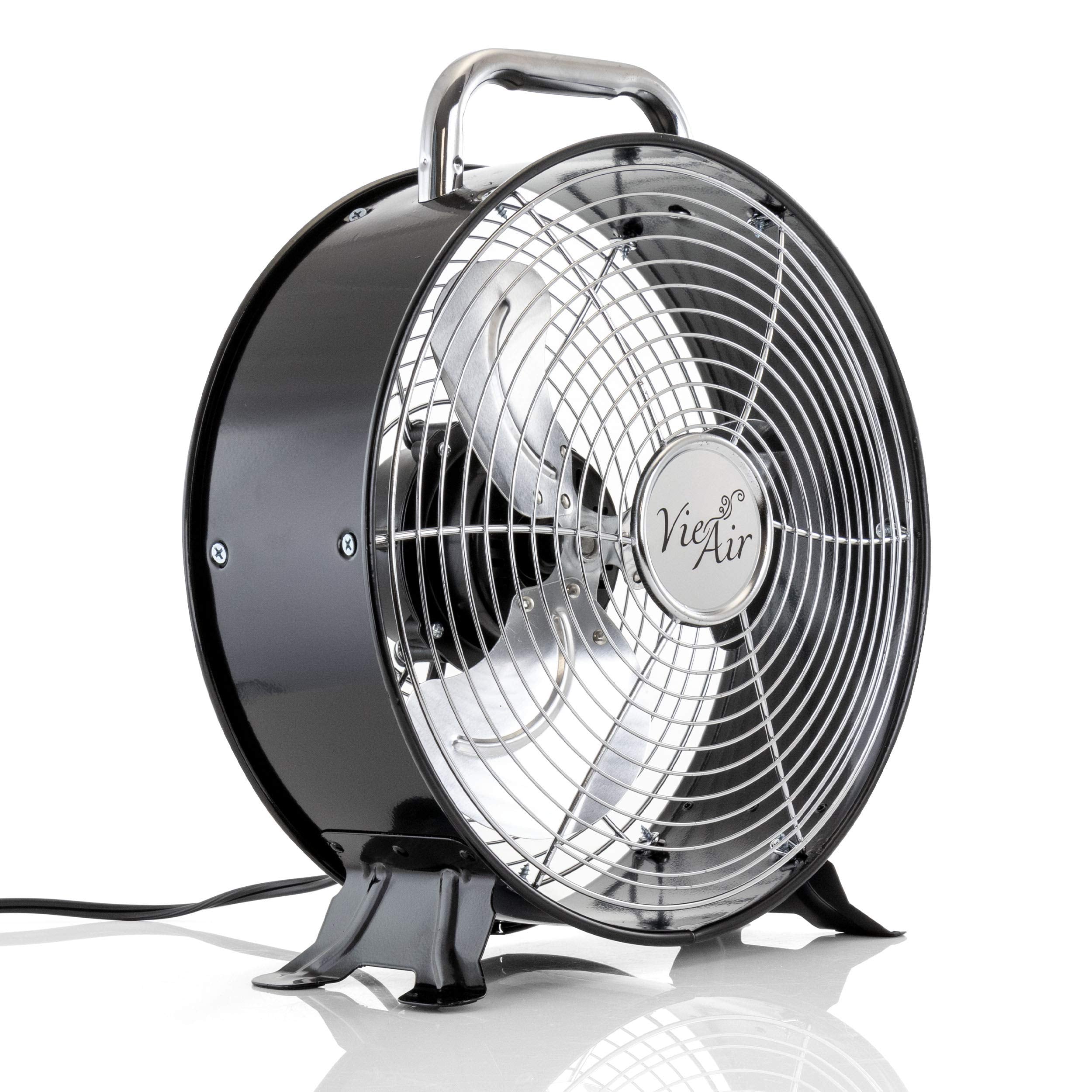 Vie Air High Velocity Powerful And Quiet Dual Speed Sleek Design Durable Metal Drum Fan, 12'' W