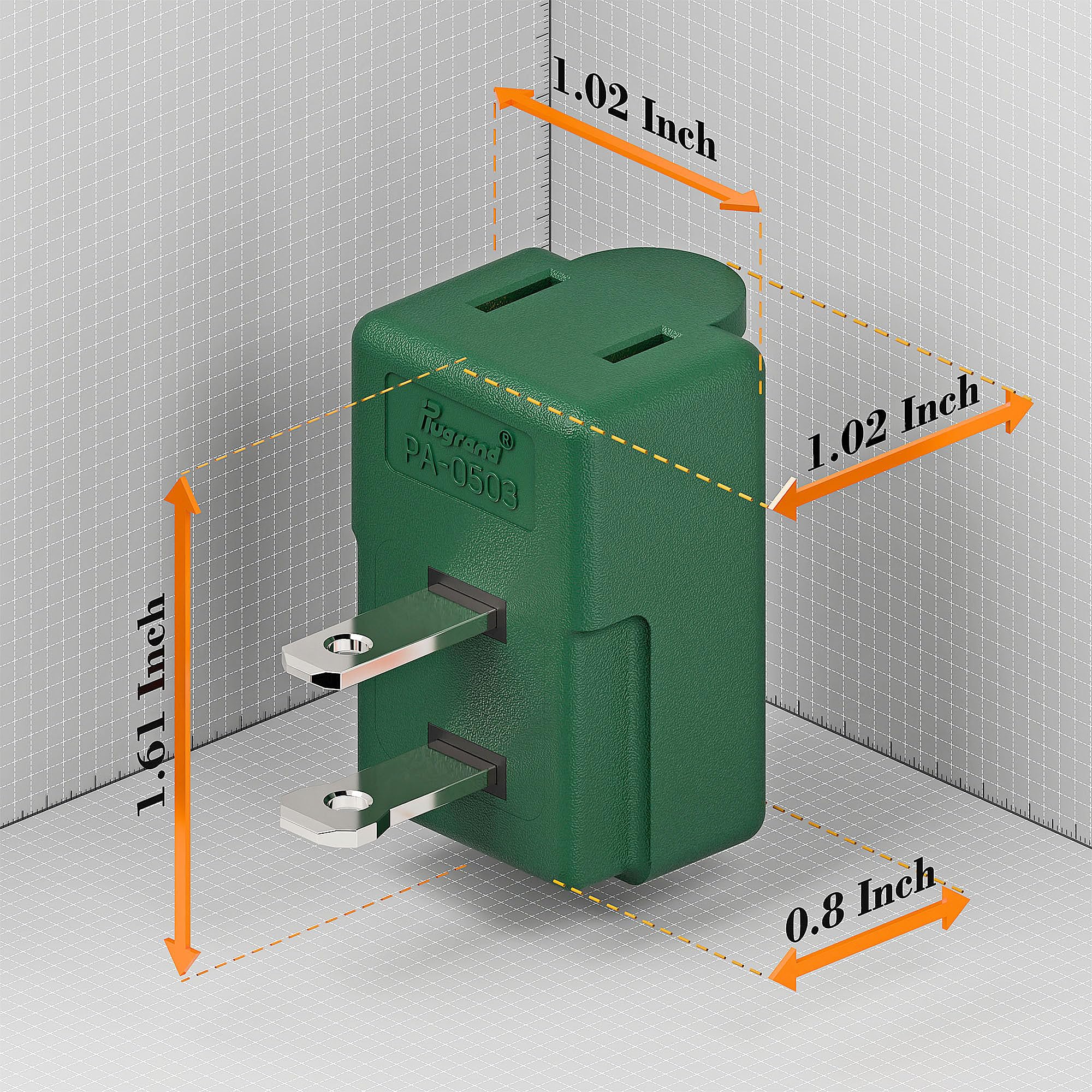 2 Prong 90 Degree Ac Adapter, Plugrand Nema 1 15P To 1 15R Left Angled Adapter, Polarized 2 Prong L Type Adapter, Vertical Nema