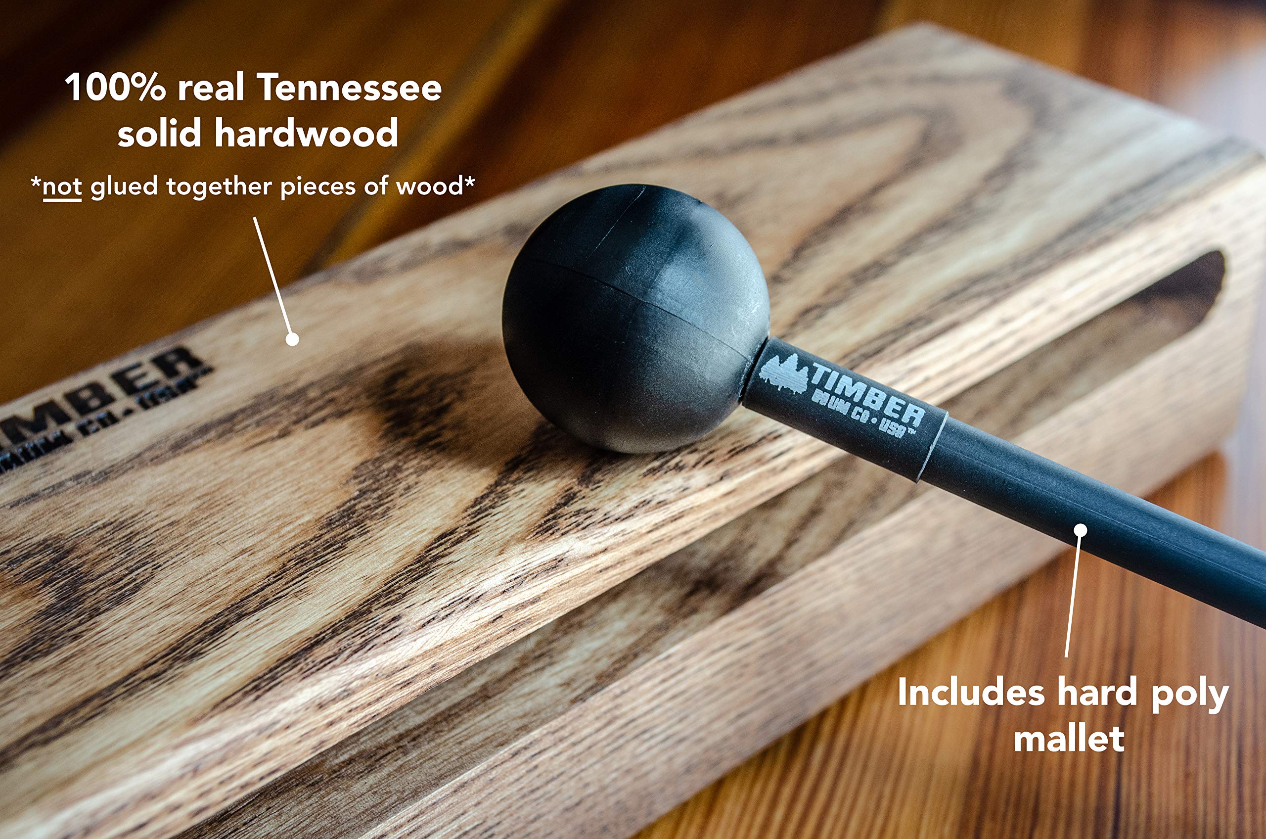 Timber Drum Co. 7 Wood Block With Mallet - Made In U.S.A. - Creates Loud And Resonant Tone From Handcrafted Solid American Hardw