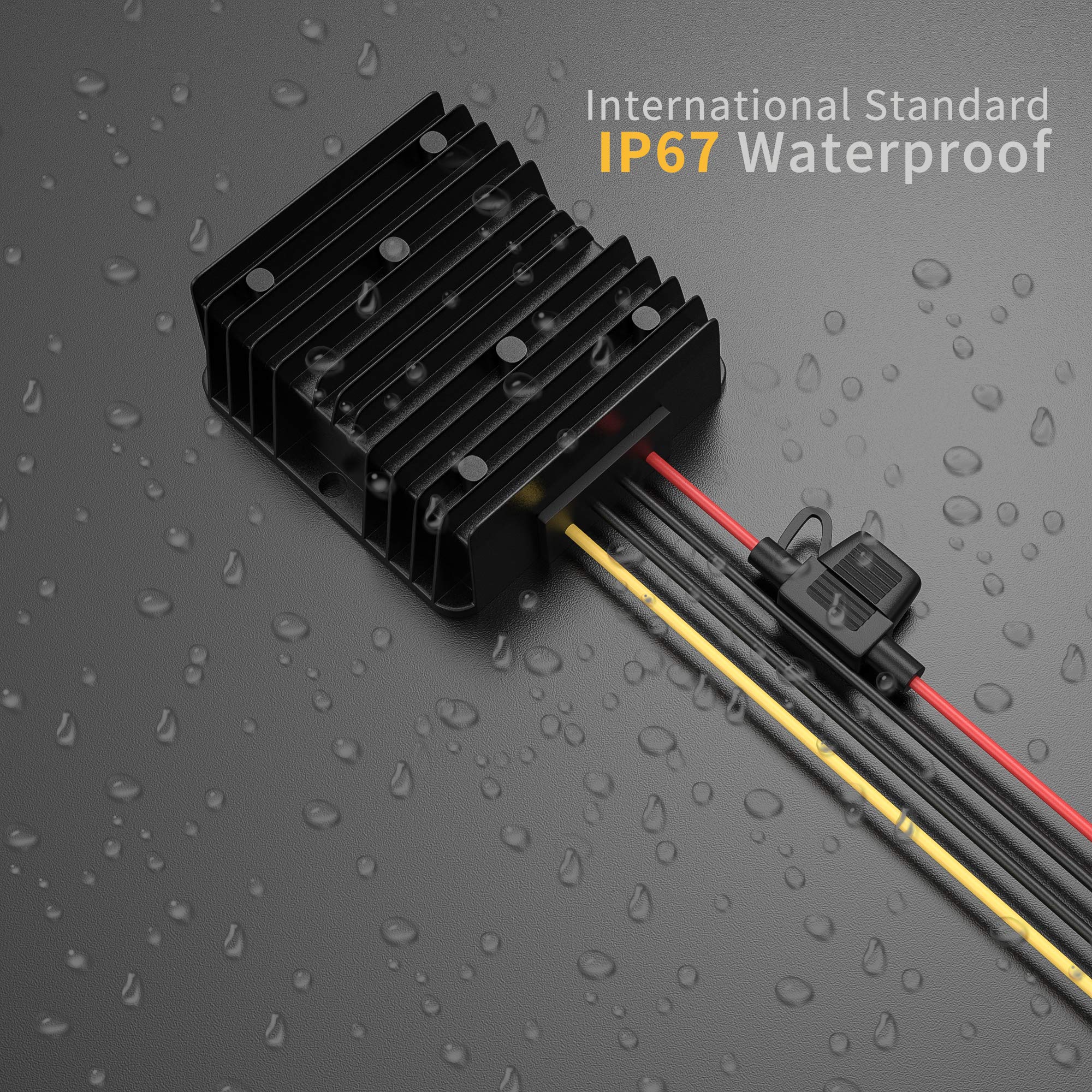Thly 24V To 12V Buck Converter, 15A 180W Dc Transformer With Fuse, Waterproof, Step Down Converter For Golf Cart, Led Light, Mot