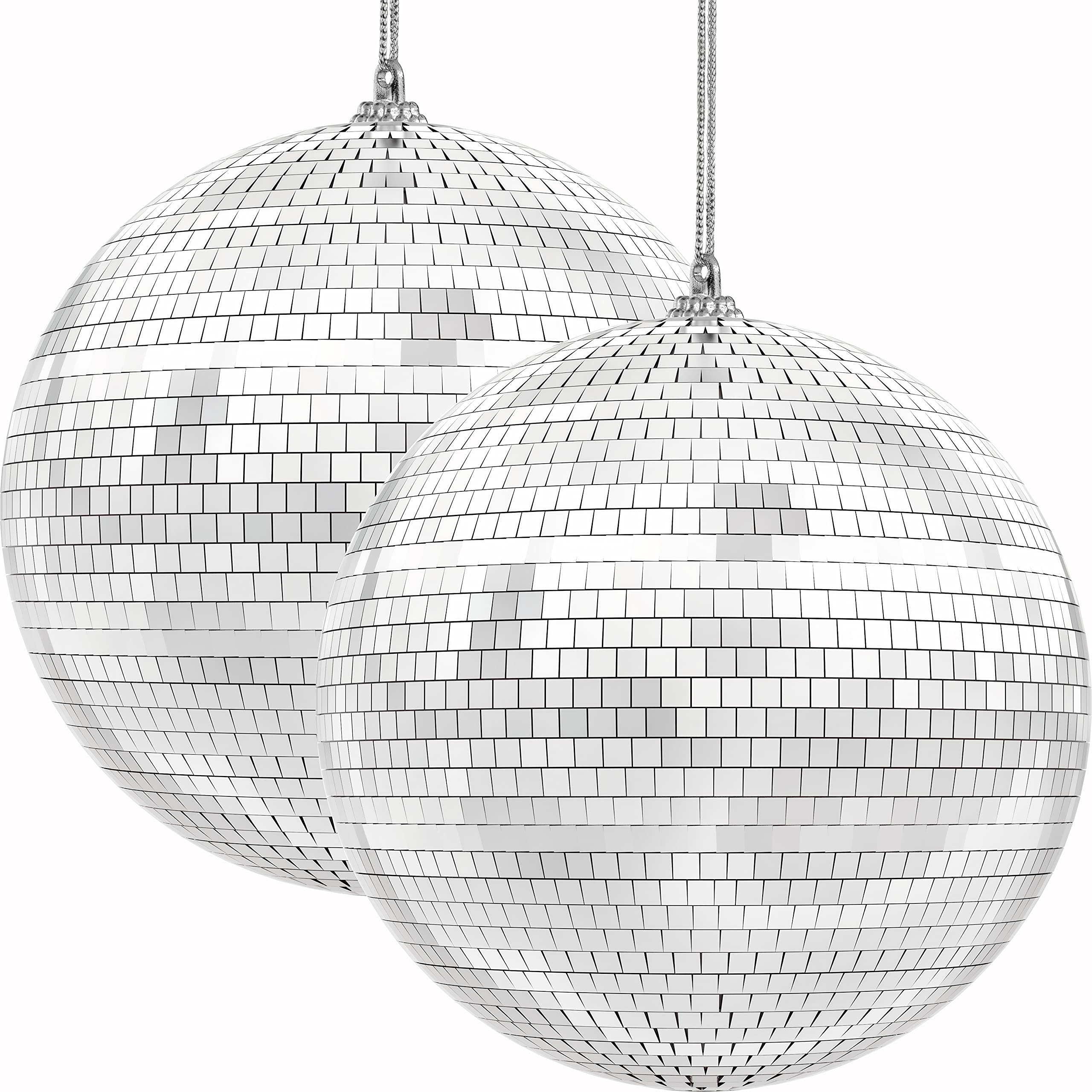 The Dreidel Company Mirror Disco Ball 6'' Inch, Silver Hanging Ball With Attached String For Ring, Reflects Light, Fun Party Hom