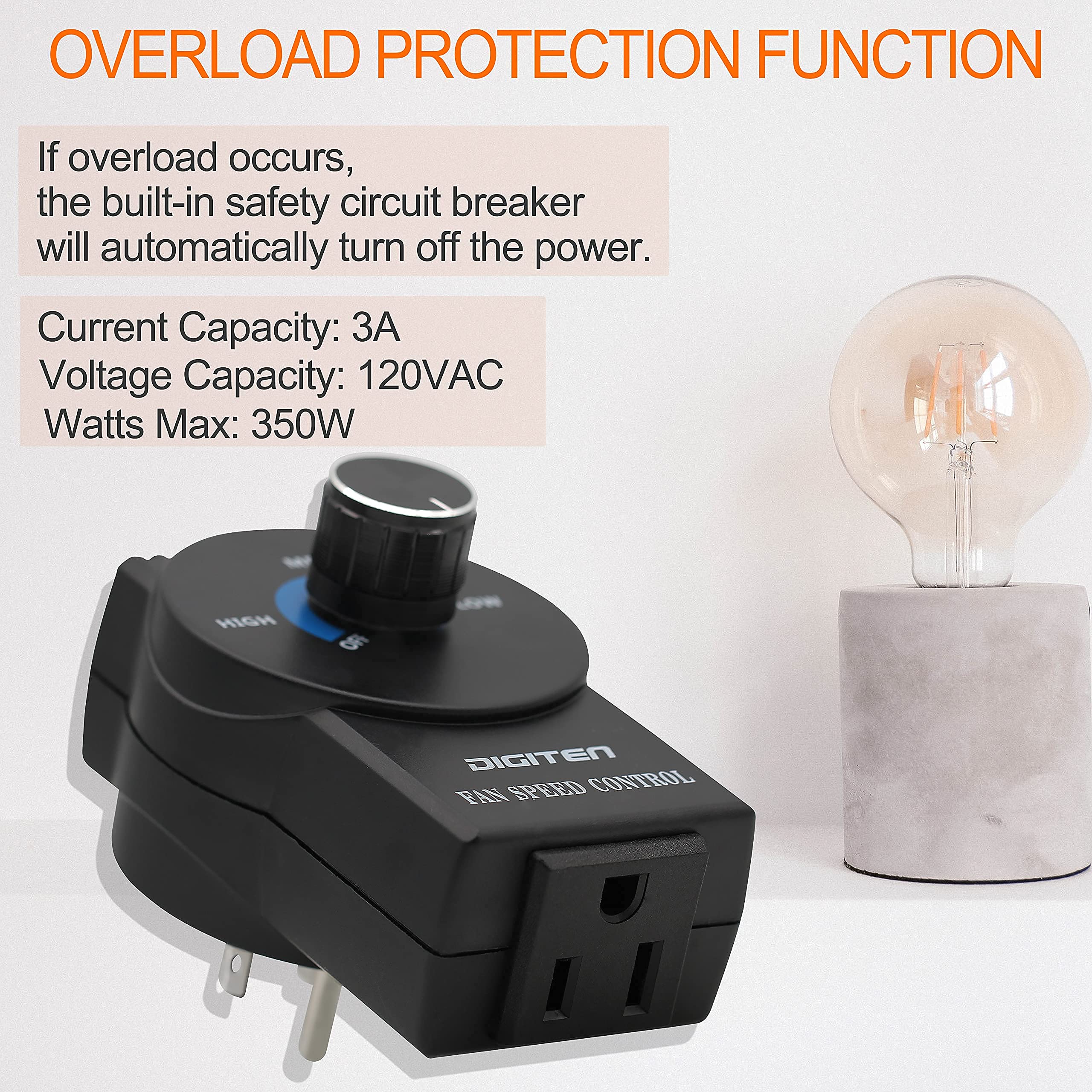 Digiten Variable Speed Controller Exhaust Variable Speed Fan Speed Adjuster Vent Blower Speed Adjuster For Duct Inline Fan Speed