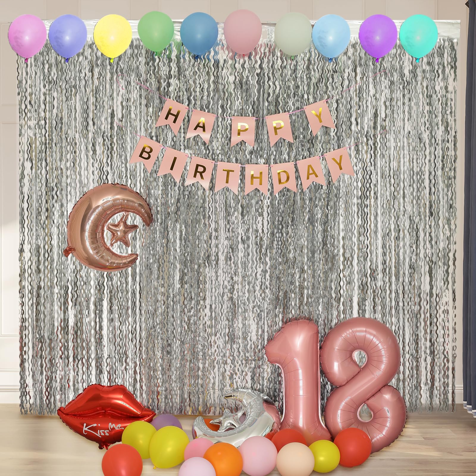 4 Pack 3.3X6.6Ft Silver Foil Fringe Backdrop   Wavy Metallic Tinsel Foil Curtains Photo Booth Backdrop For Birthday Wedding Holi