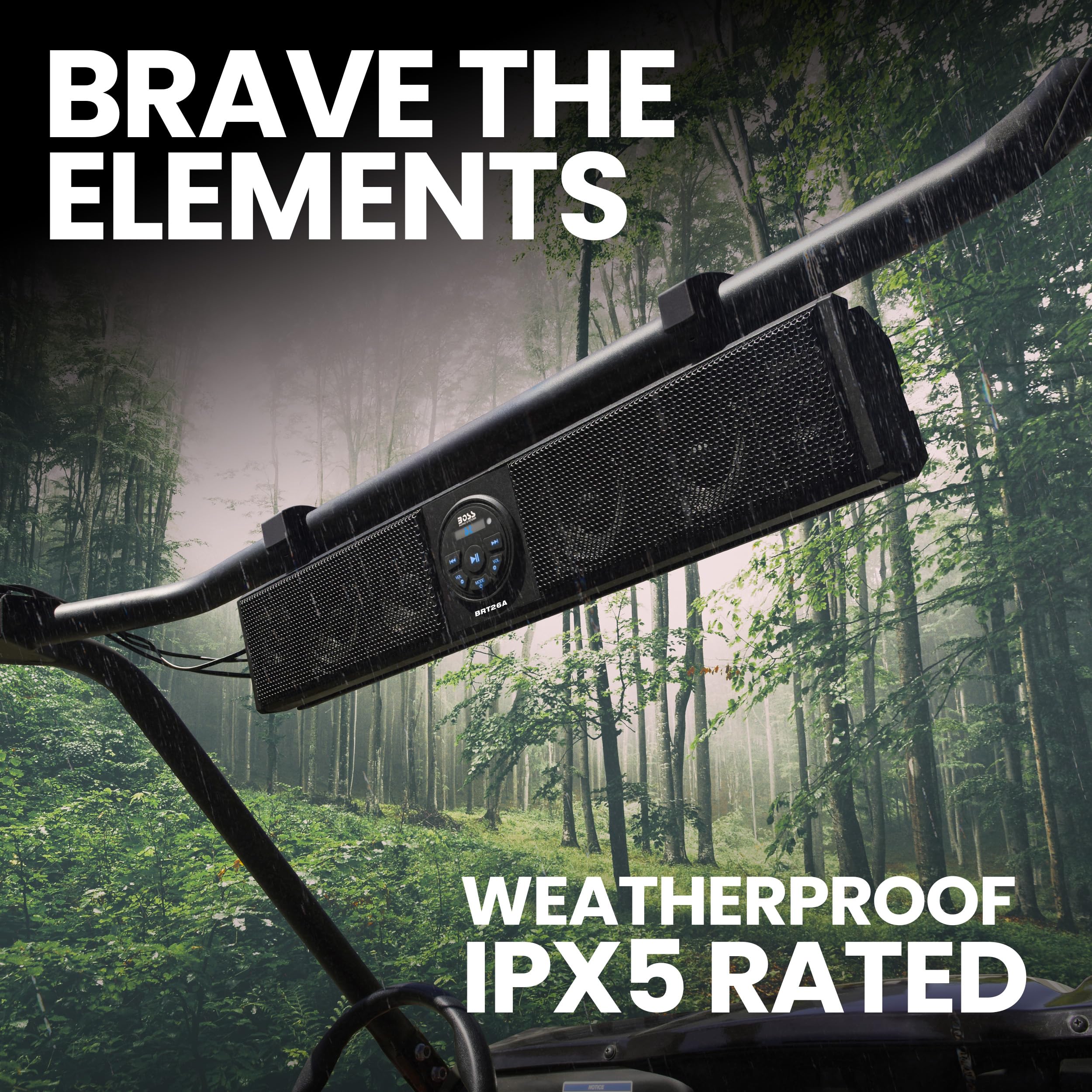 Boss Audio Systems Brt26A Atv Utv Sound Bar   26 Inch Wide, 4 Inch Speakers, 1 Inch Soft Dome Tweeters, Full Range, Ipx5 Weather