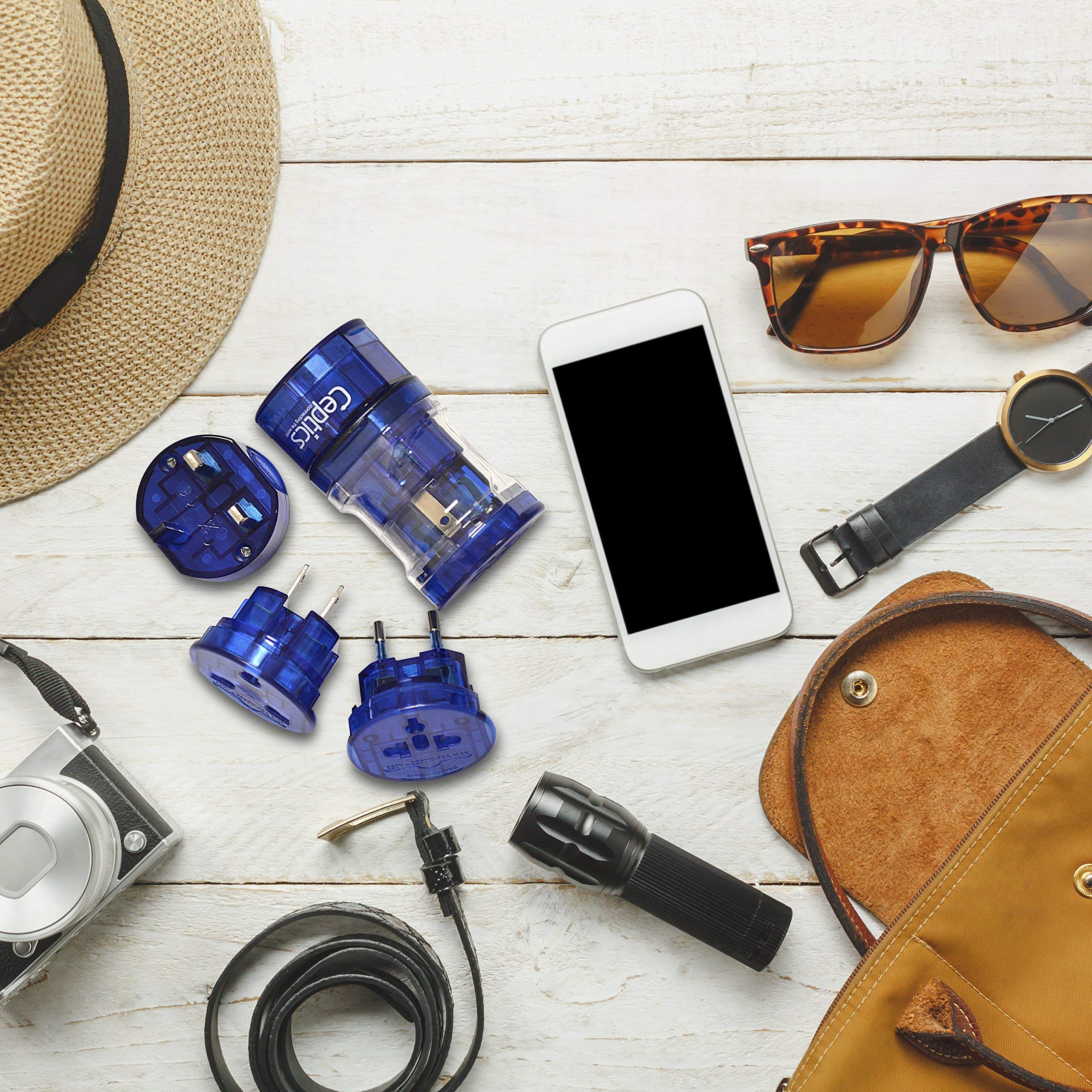 Ceptics Travel Adapter Plug Compact Worldwide International Kit   Works In Europe, Asia, China, England, Italy, New Zealand, Aus