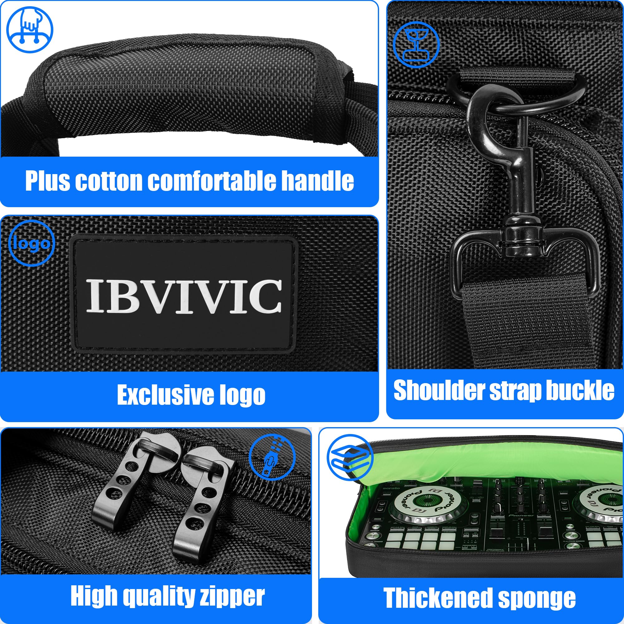 Ibvivic Protector Bag Oxford Storage Case, Fits Pioneer Ddj Sr/Sr2/Rr/Denon Mc4000/Numark Nvii/Mixtrack Pro 3 & Nv Platinum/Ddj-