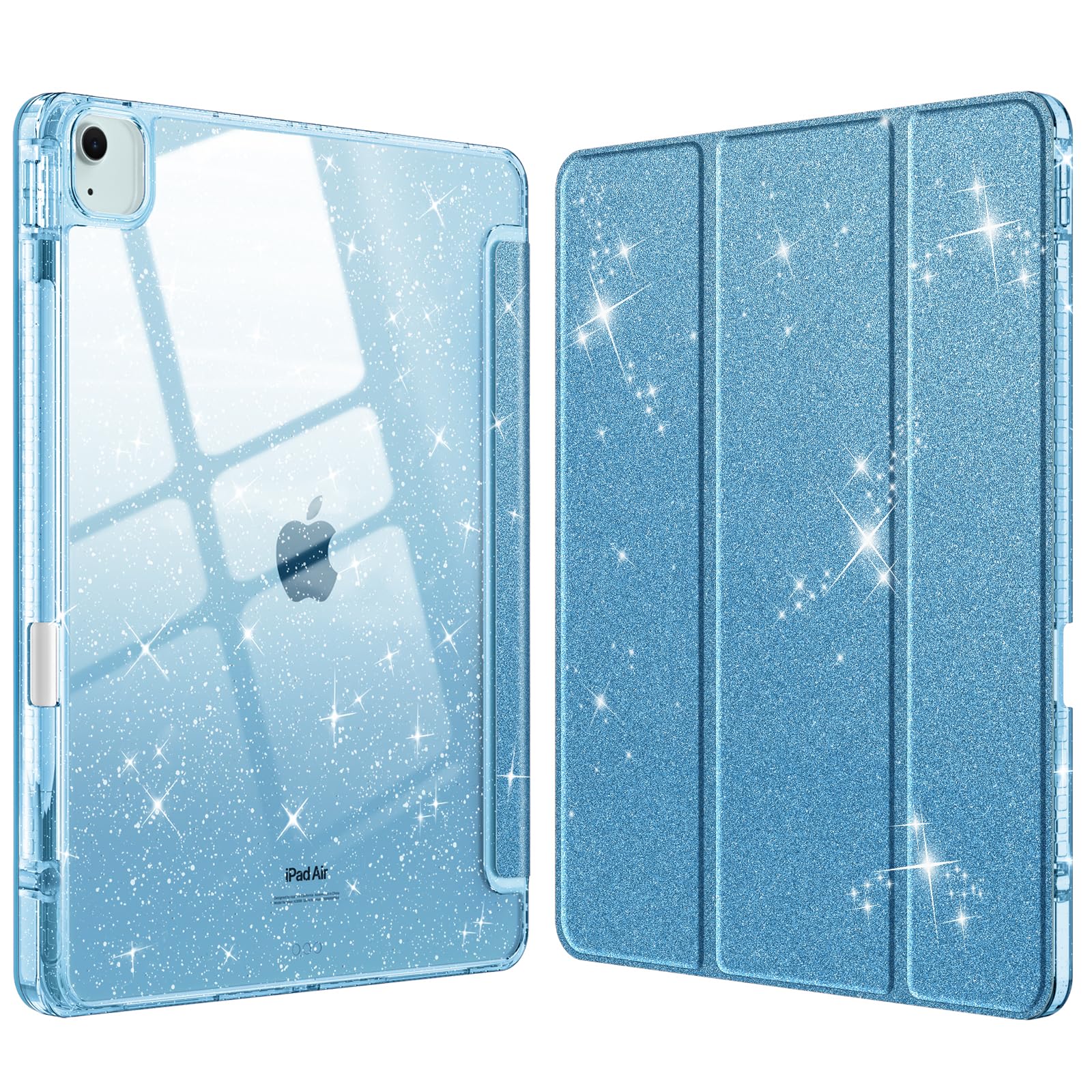 Fintie Hybrid Slim Case for iPad Air 13-inch (M3) 2025, (M2) 2024 - [Built-in Pencil Holder] Shockproof Cover with Clear Transpa