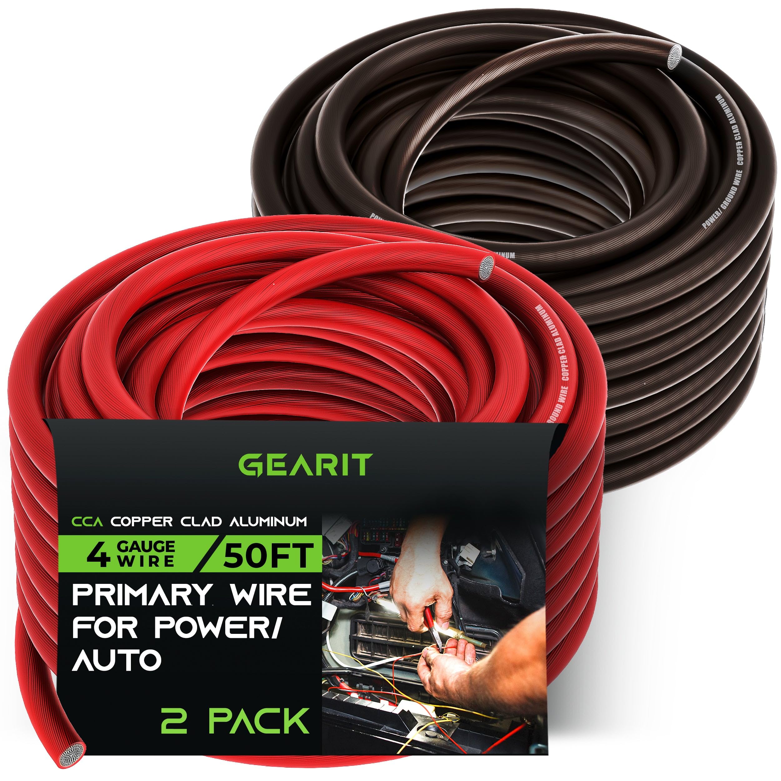 Gearit Gearite, 4 Gauge Wire, For Automotive Power/Ground, Battery Cable, Car Audio, Rv, Amp, Cca Wire Wire, Amp Kit, Battery Ca