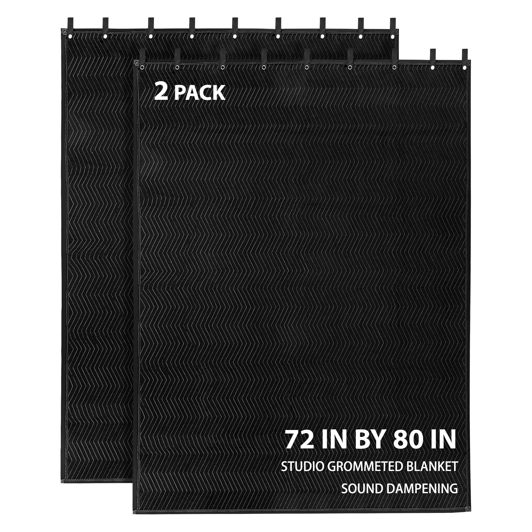 2 Pcs Large Sound Dampening Blanket 48 x 80, 850GSM Acoustic Blanket with Grommets,Heavy Duty Studio Sound Absorption Blankets,A