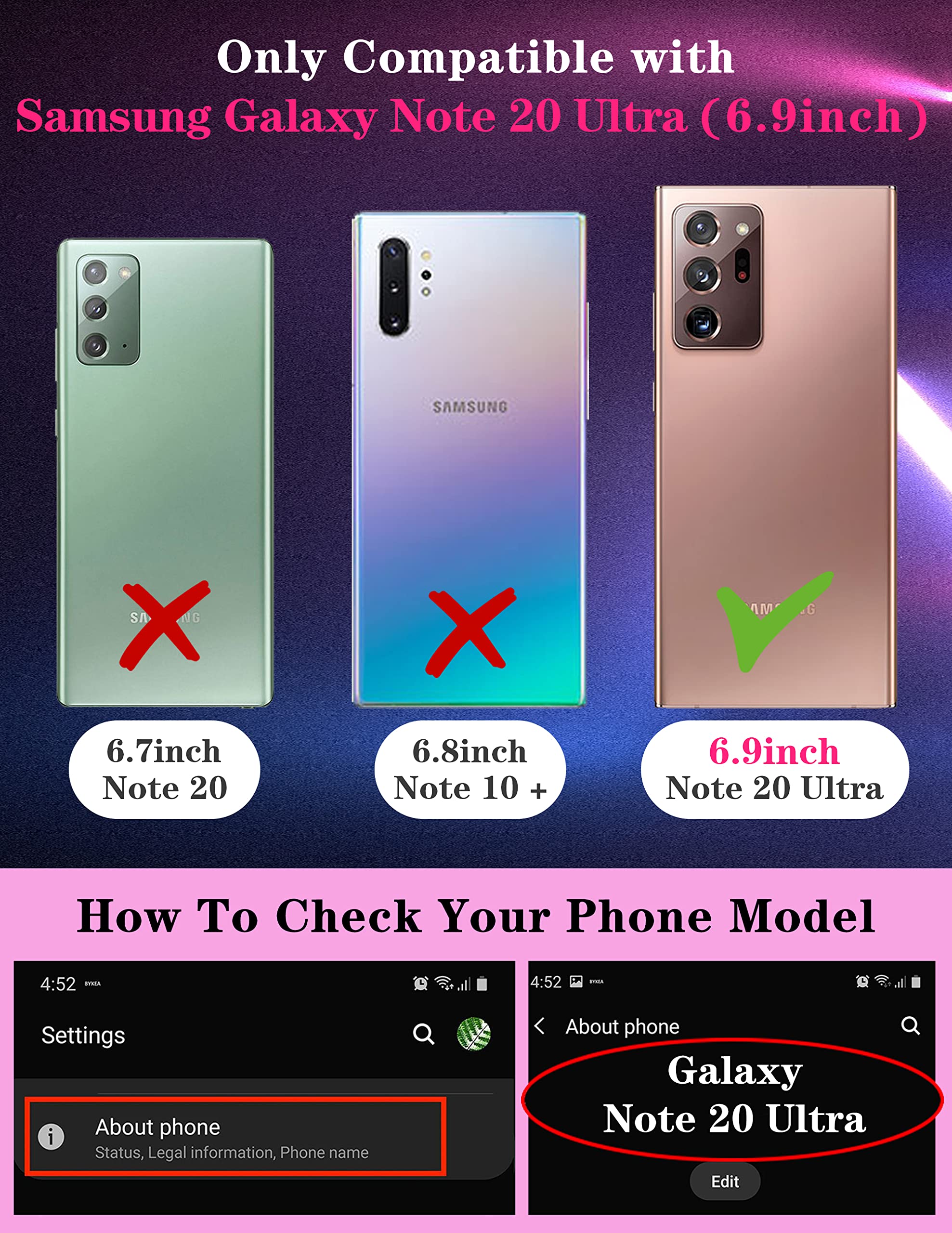 Goocrux (2In1 For Samsung Galaxy Note 20 Ultra Case For Women Girls Cute Ufo Phone Cover Cool Aliens Universe Design With Slide