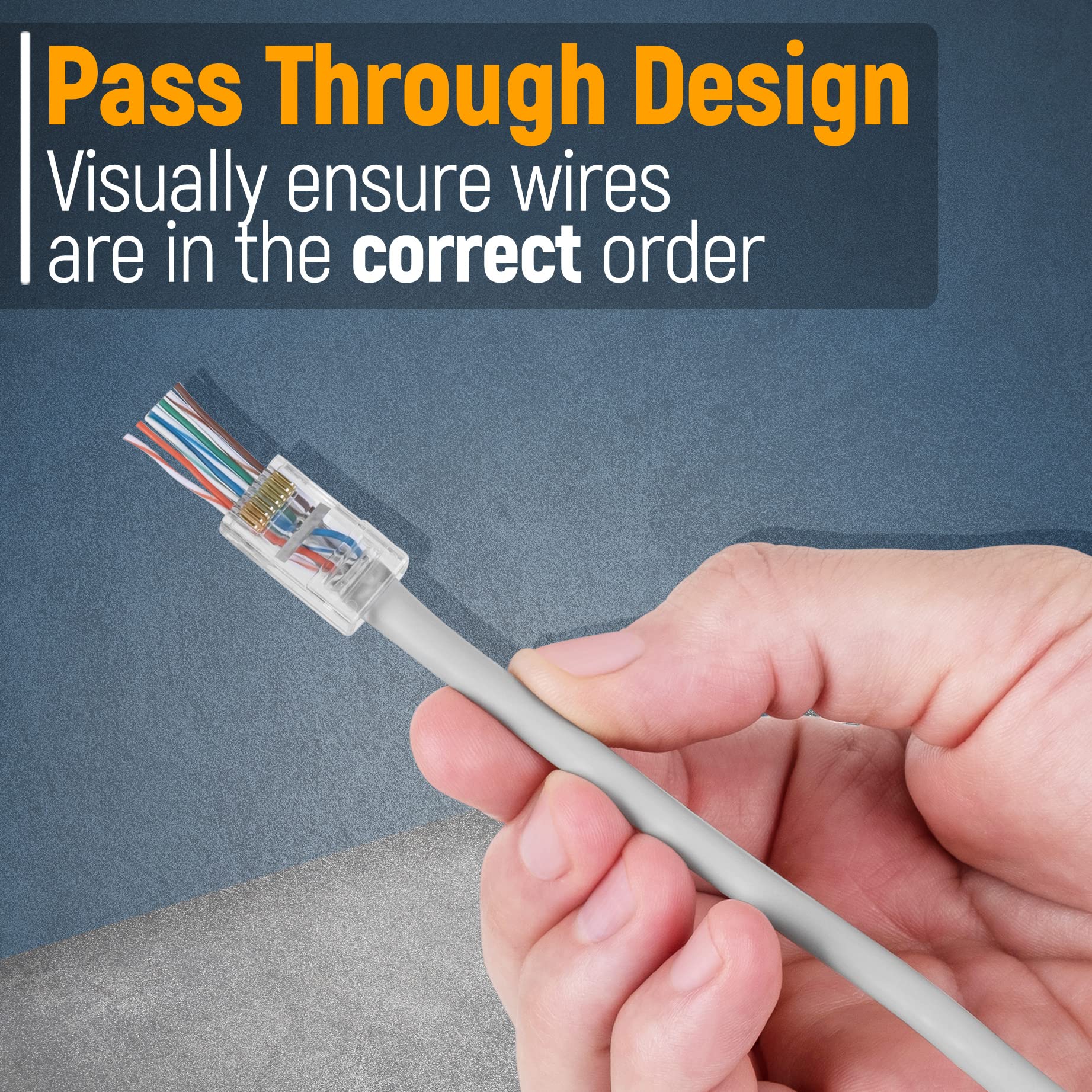 Gtz Rj45 Cat5E Pass Through Connectors   Pack Of 200   Ez To Crimp Modular Plug For Solid Or Stranded Utp Network Cable   Male E