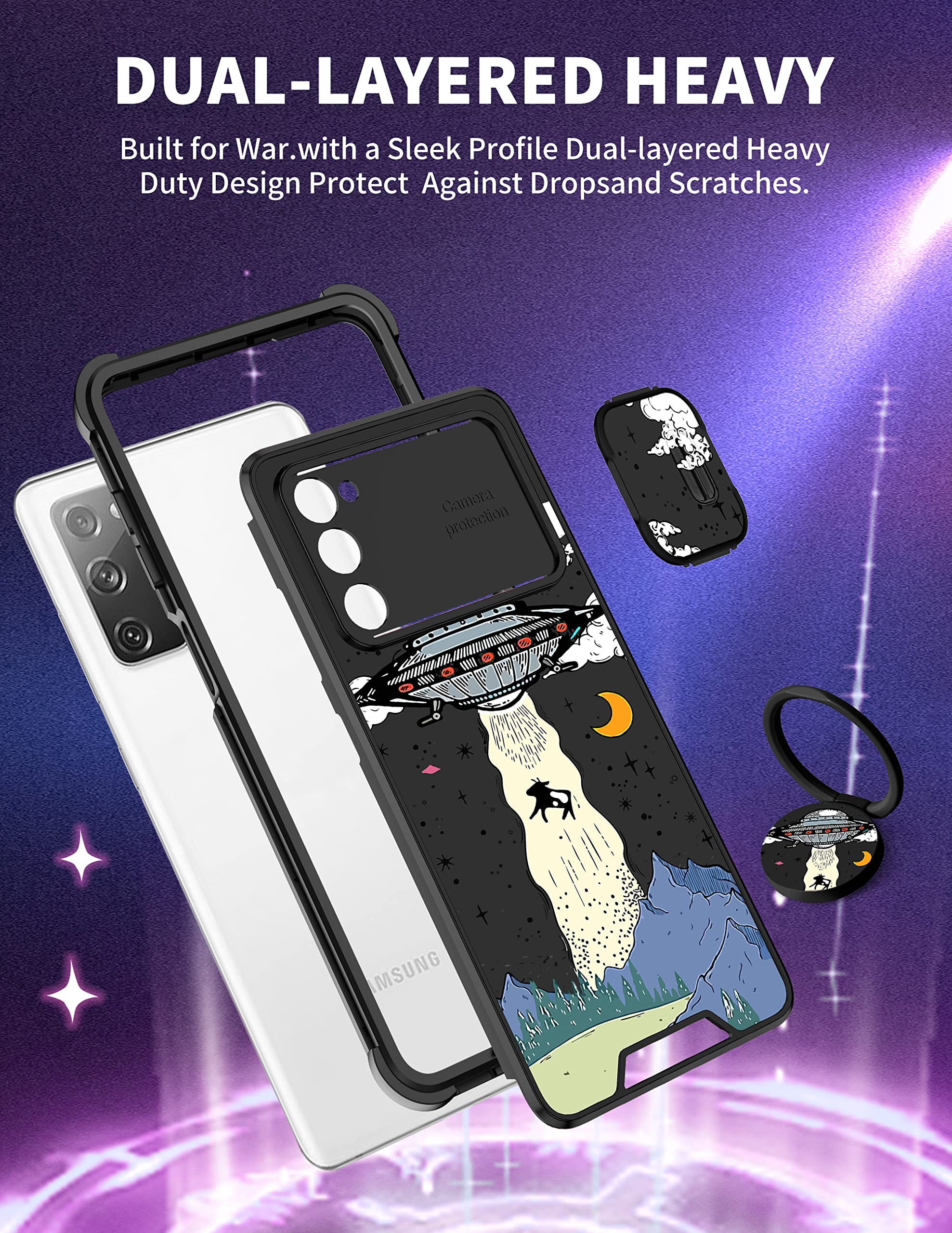 Goocrux [2In1 For Samsung Galaxy S20 Fe 5G Case For Women Men Girls Cute Ufo Phone Cover Fashion Aliens Universe Pattern Design