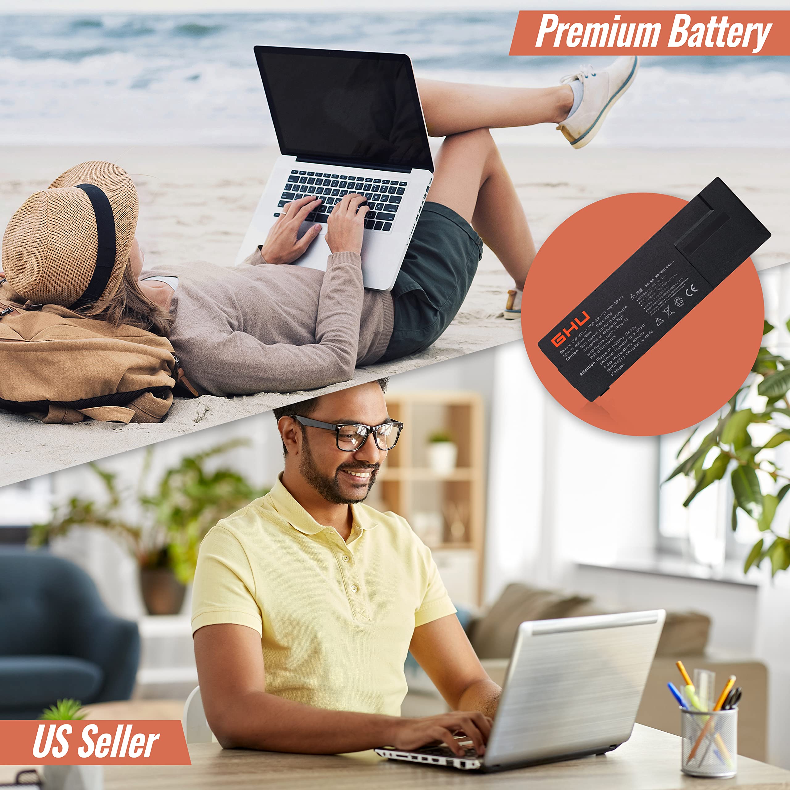 Ghu New Battery Replacement For Vgp-Bps24 Compatible For Vaio Vgp-Bpsc24 Vgp-Bpl24 For Model Vpcsa Vpcsb Vpcsc Vpcsd Vpcse Sa Sb