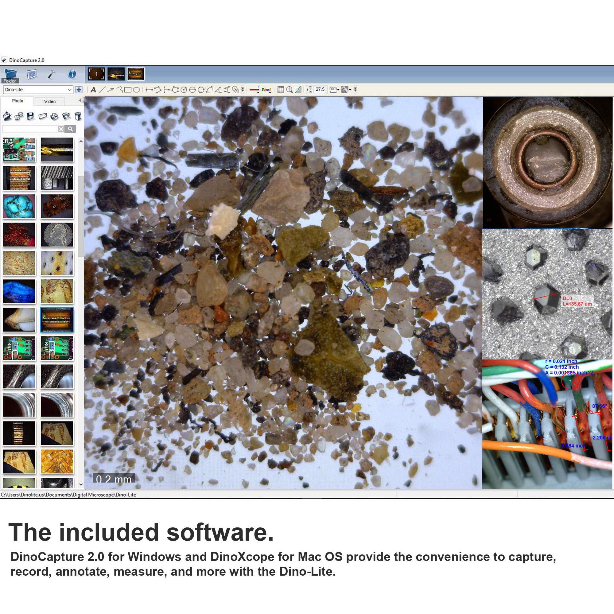 Dino Lite Usb Digital Microscope Am7115Mzt, 10X 220X Magnification 5.0Mp, Microtouch, Measurement, Scroll Lock, Polarizer, Remov