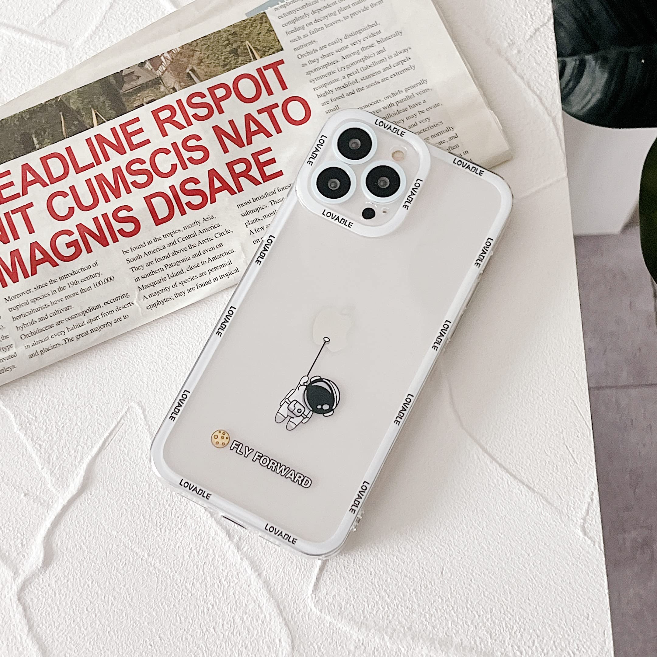 Yonds Queen For Iphone 13 Pro Max Clear Case, Cute Cool Cartoon Astronaut Fly Planet Moon Design Stylish Soft Tpu Bumper Shockpr