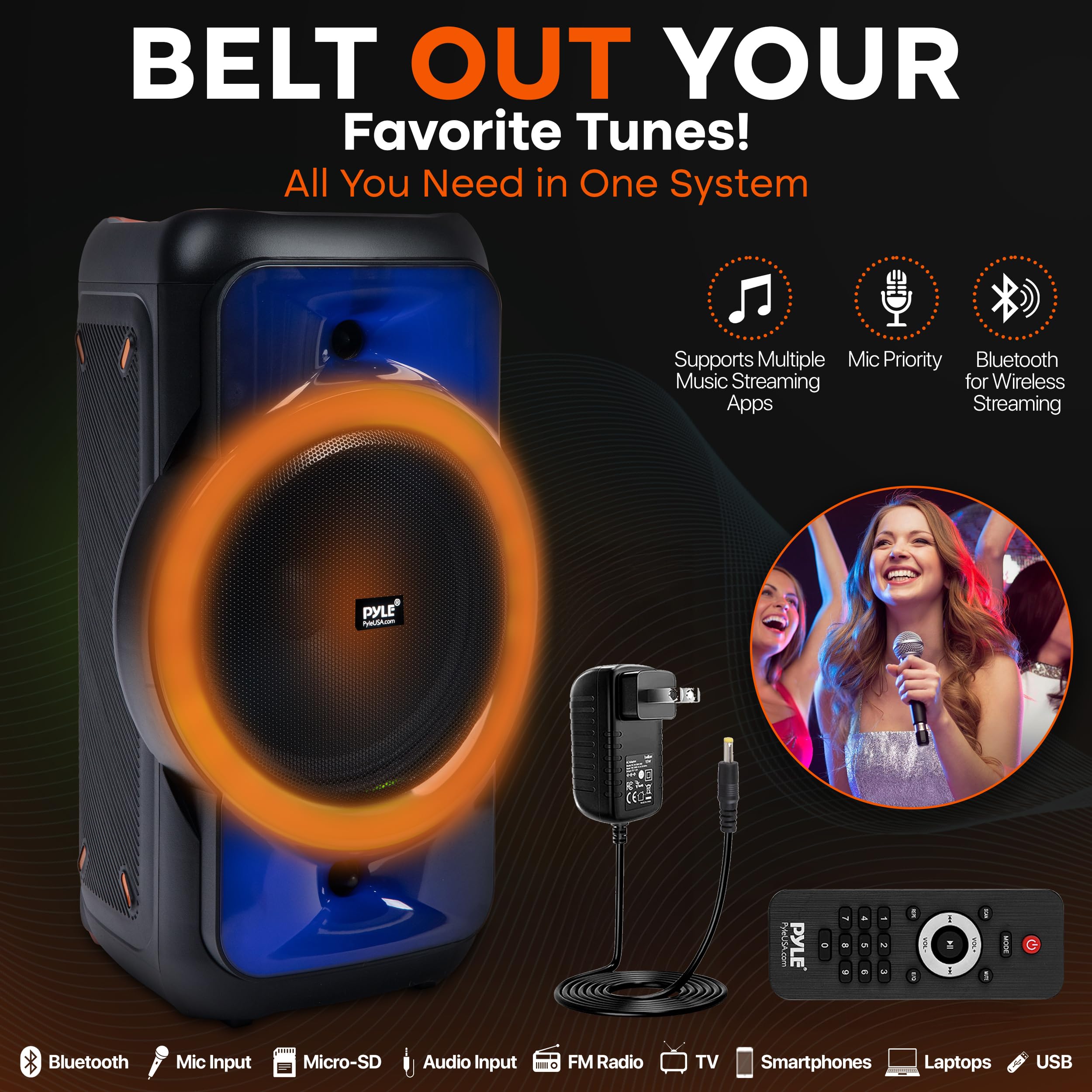 Pyle Audio Large Bluetooth Party Speaker - Big Bluetooth Speaker With True Wireless Stereo System - Enjoy Powerful Bass And Clea