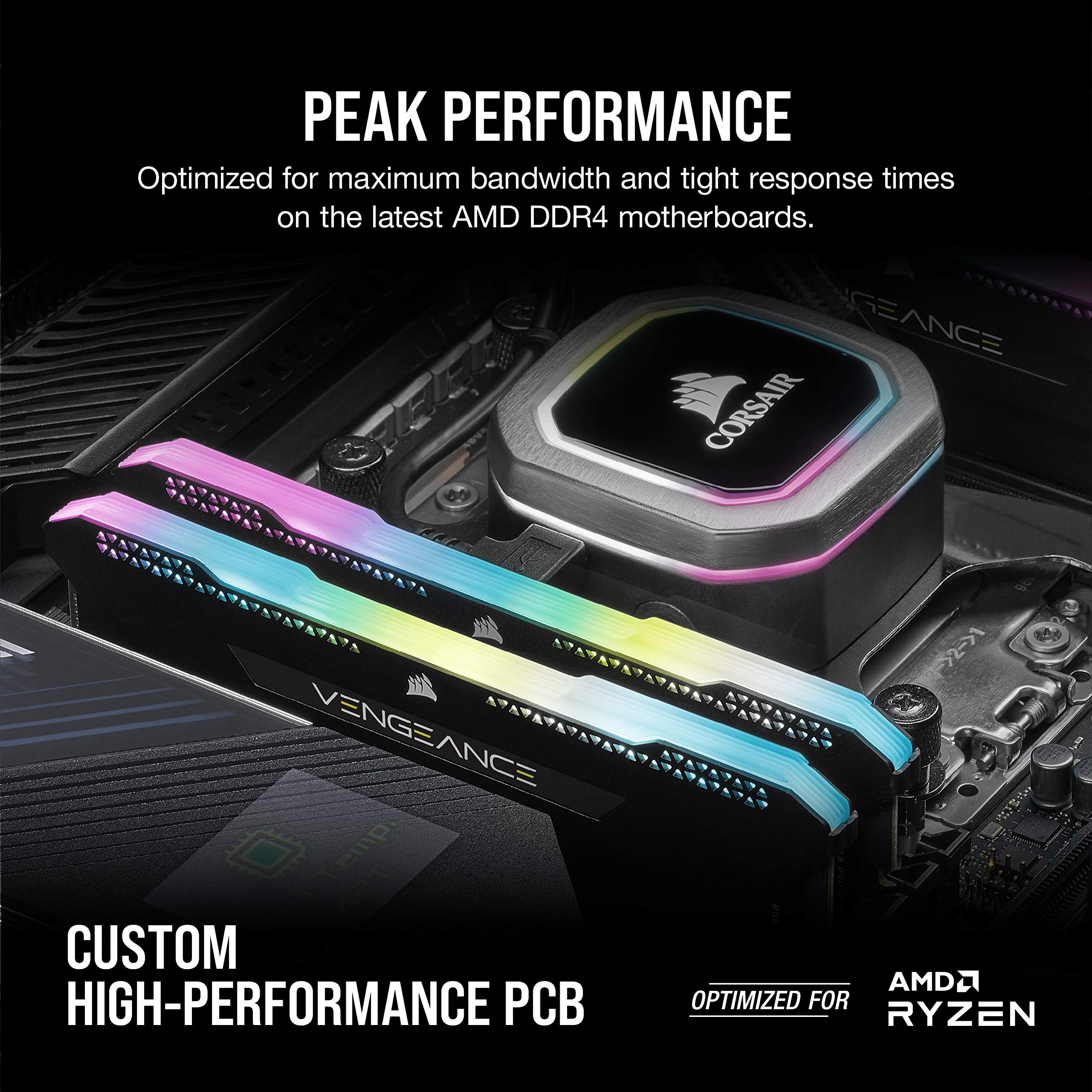 Corsair Vengeance Rgb Pro Sl 32Gb (2X16Gb) Ddr4 3600 (Pc4-28800) C18 1.35V Optimized For Amd Ryzen - Black (Cmh32Gx4M2Z3600C18)