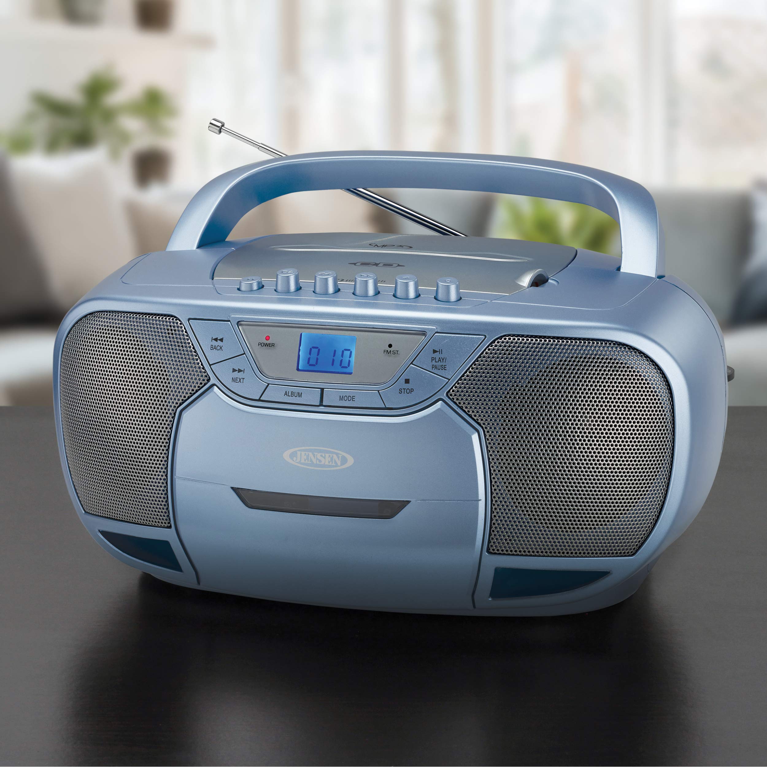 Jensen Cd-590-Bl Cd-590 1-Watt Portable Stereo Cd And Cassette Player/Recorder With Am/Fm Radio And Bluetooth (Blue)