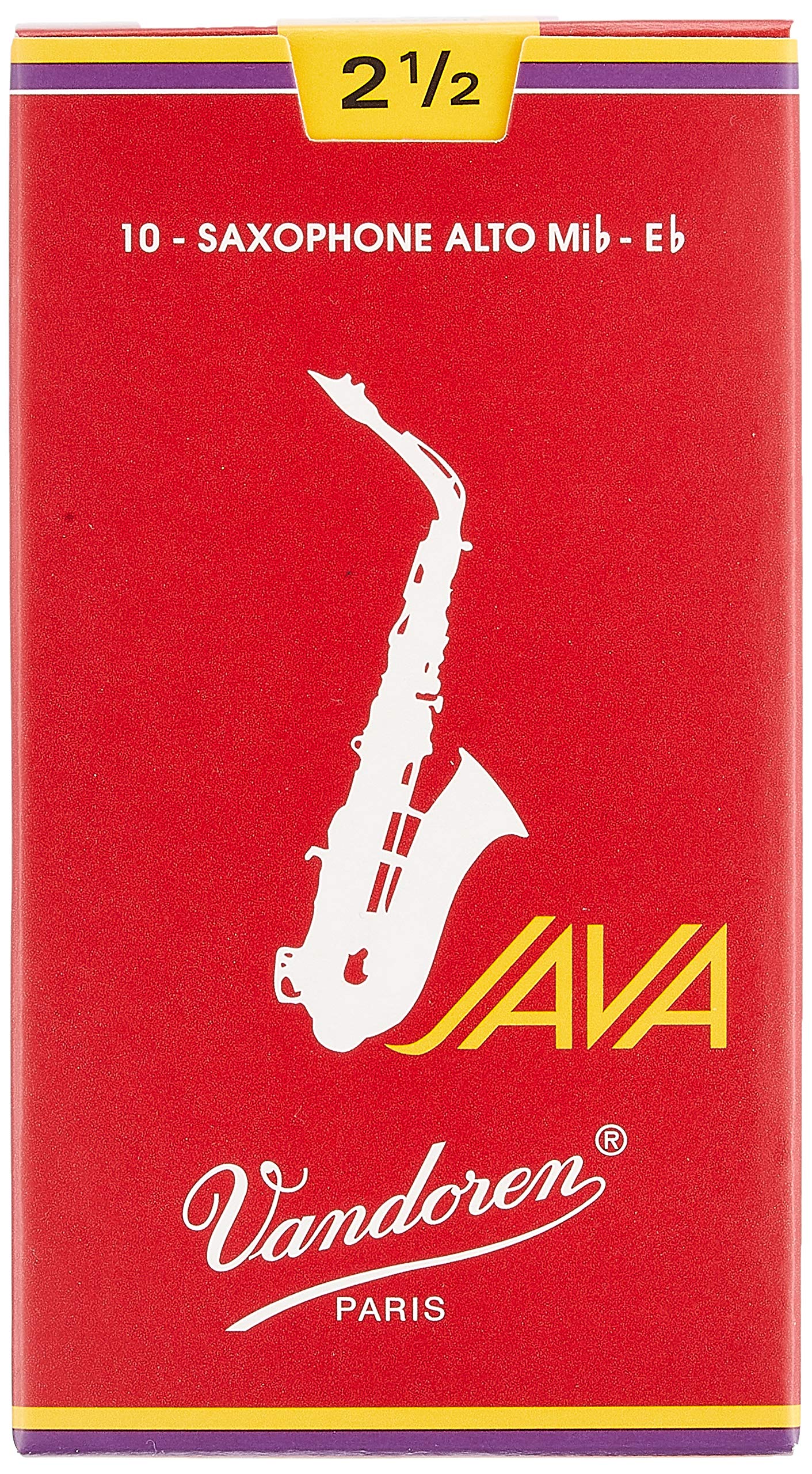 Vandoren Sr2625R Alto Sax Java Red Reeds Strength 2.5; Box Of 10