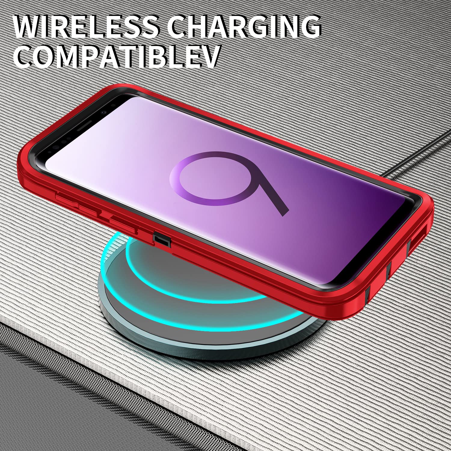 Mieziba Galaxy S9 Heavy Duty Shockproof 3-Layer Full Body Protection Rugged Phone Case Red/Black