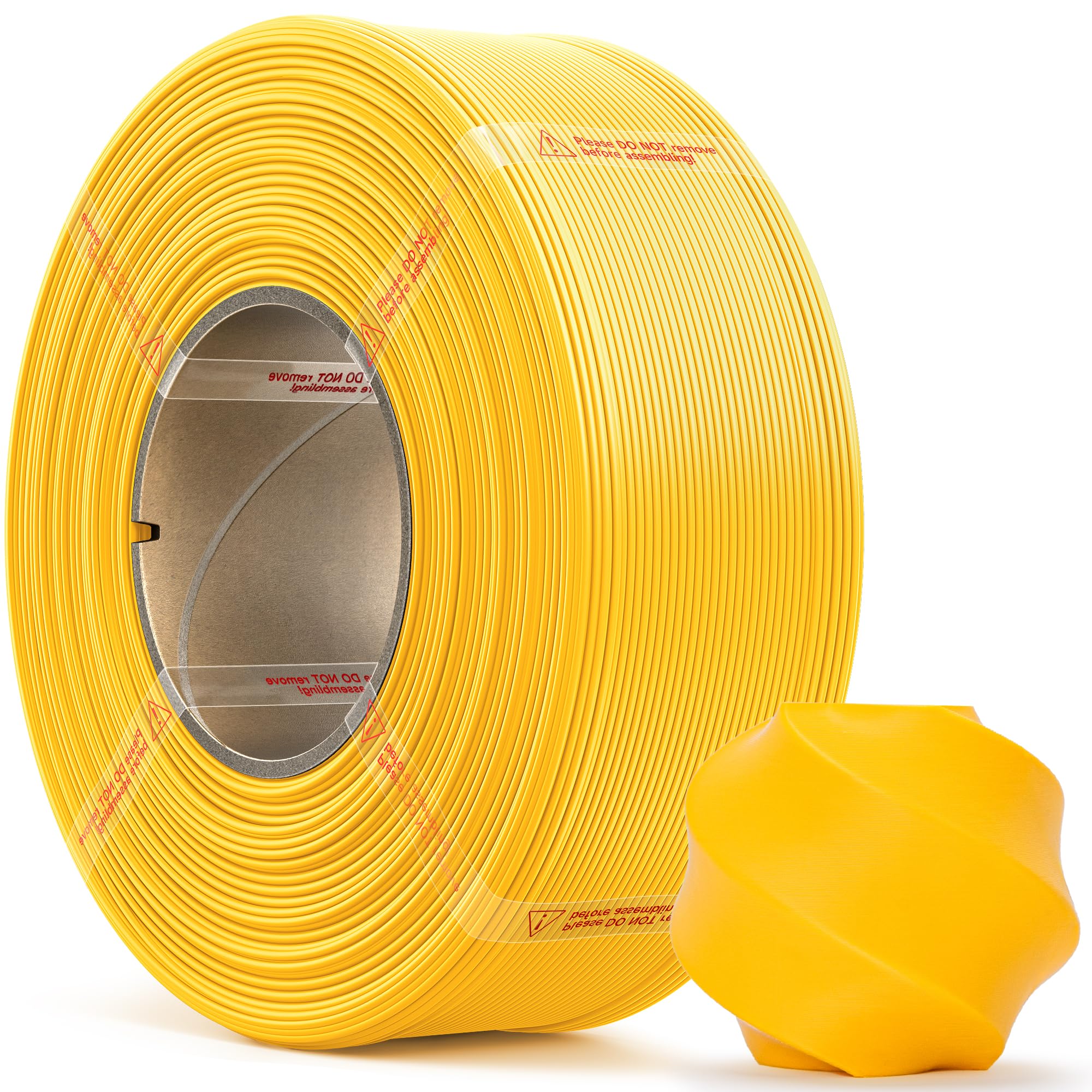 MarsWork PLA Basic, Pre-Dried Refill Filament 1kg (2.2lbs) for Reusable Spools, 1.75mm Spool-Less 3D Printing Filament Dark Yell