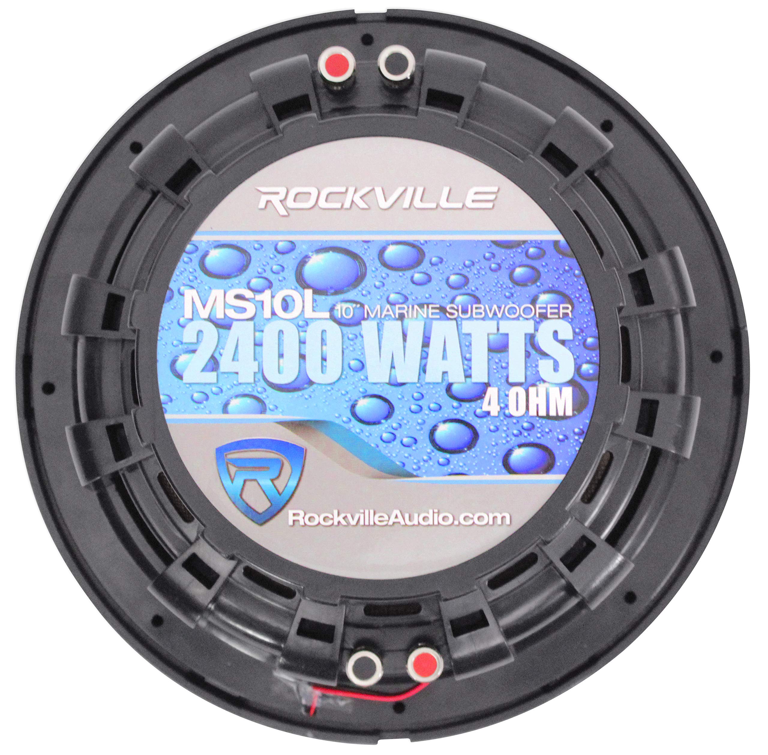 Rockville Ms10Lb 2400W 10 Free Air Marine Subwoofer, Led Lighting, Weather-Resistant, High-Power Audio For Boats And Outdoor Use