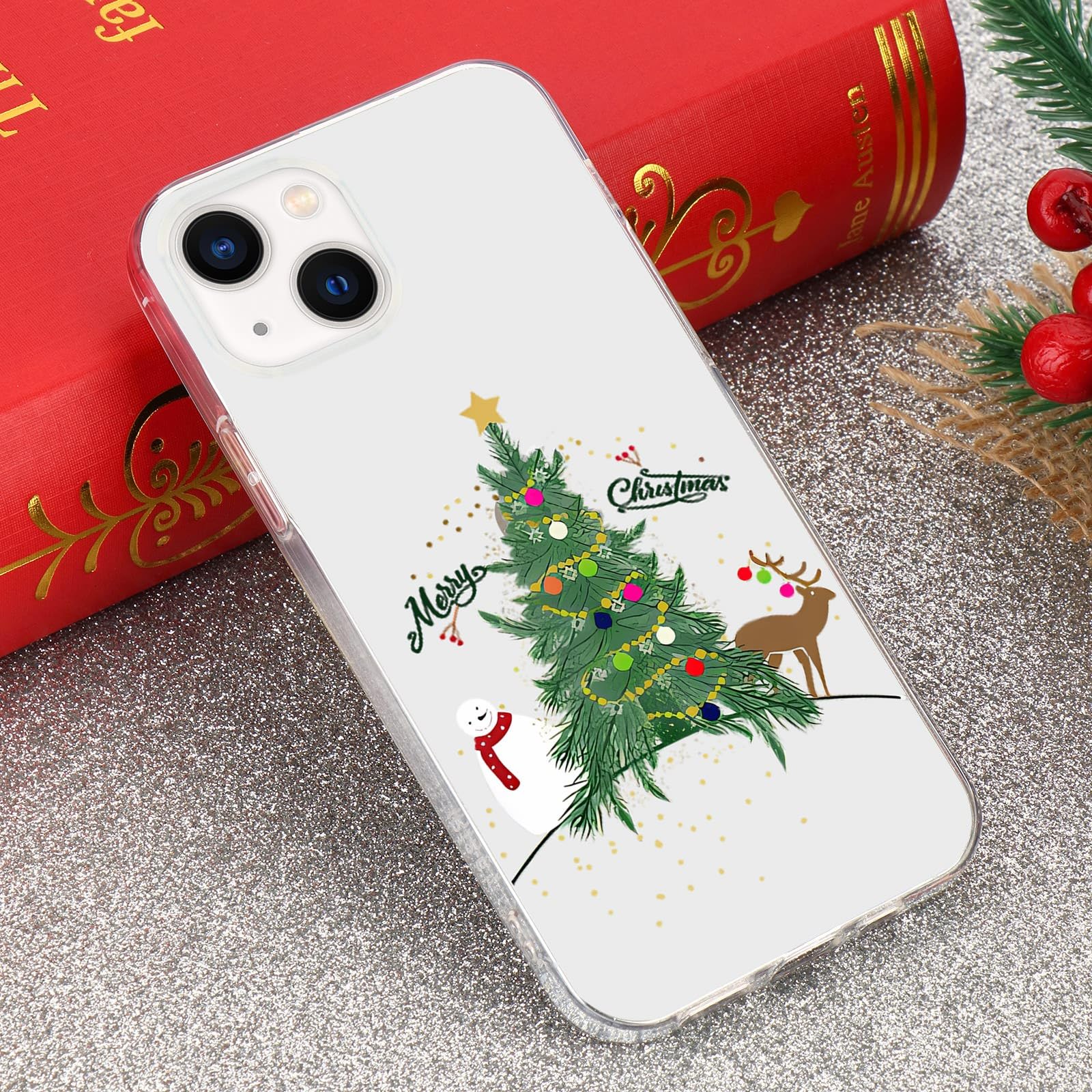 Lchulle Compatible With Iphone 14 Plus Christmas Case Xmas Santa Holiday Transparent Clear Design Women Men Kids Soft Tpu Silico