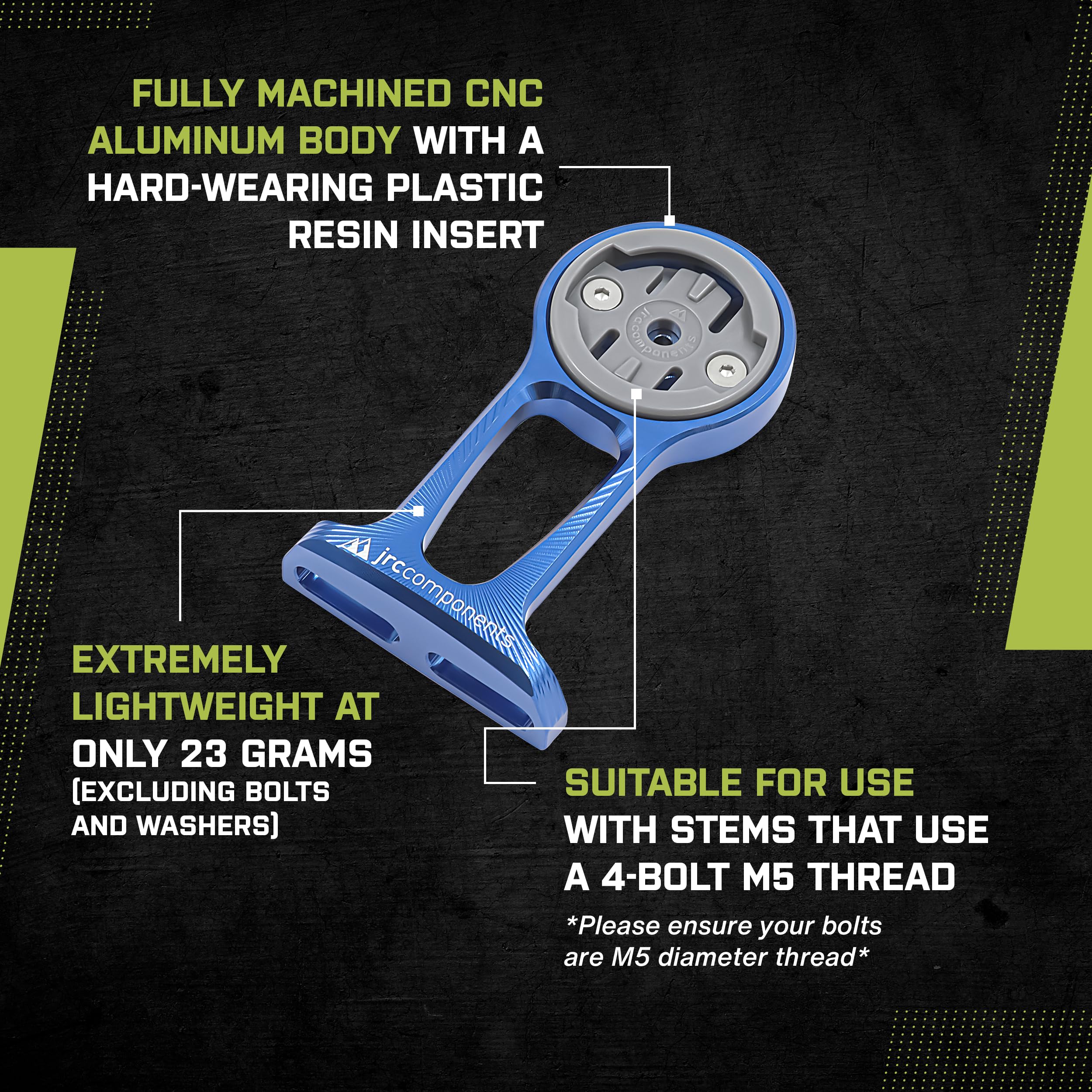 Jrc Components Stem Out Front Mount - Compatible With Wahoo - Black