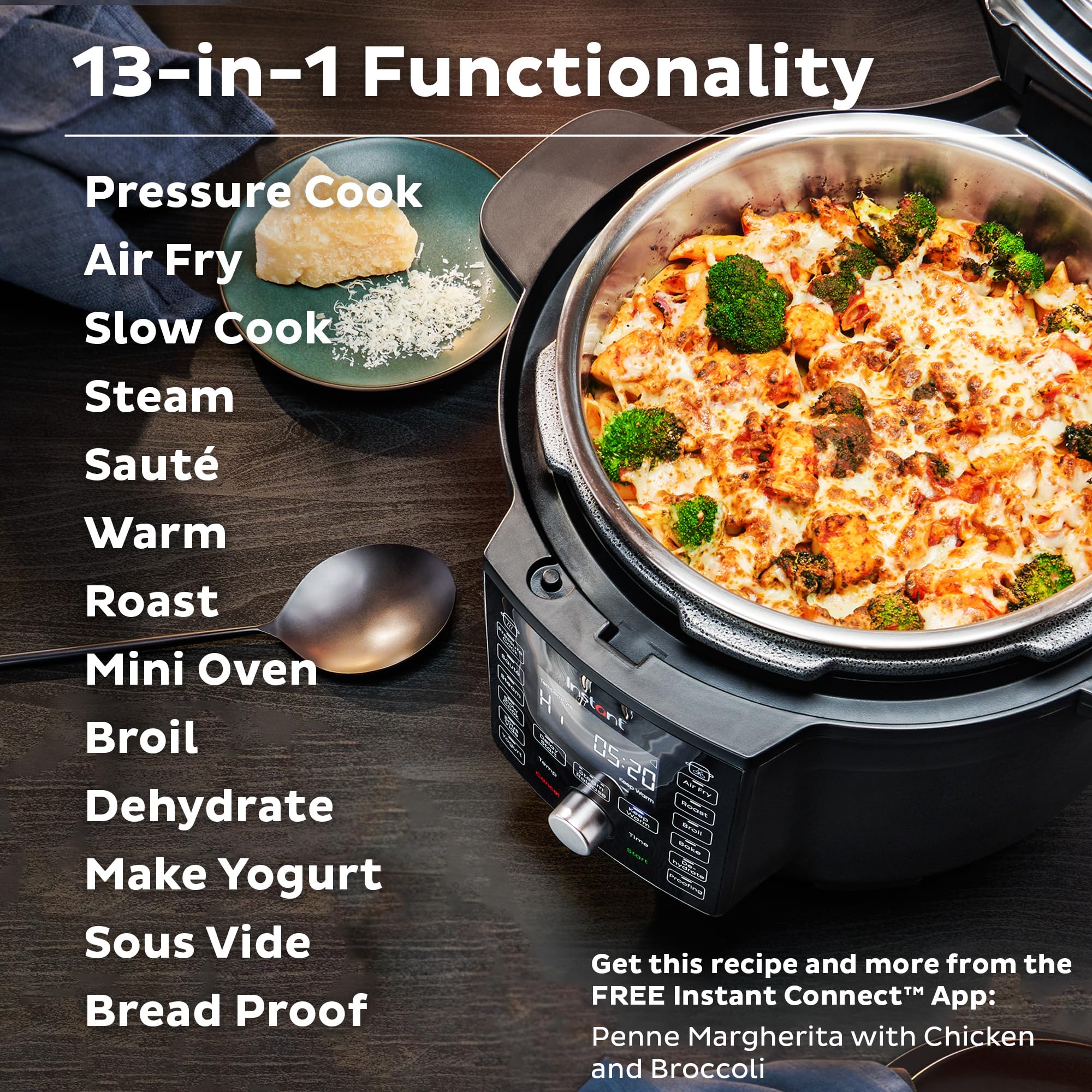 Instant Pot Duo Crisp Ultimate Lid, 13 In 1 Air Fryer And Pressure Cooker Combo, Saut  , Slow Cook, Bake, Steam, Warm, Roast, De