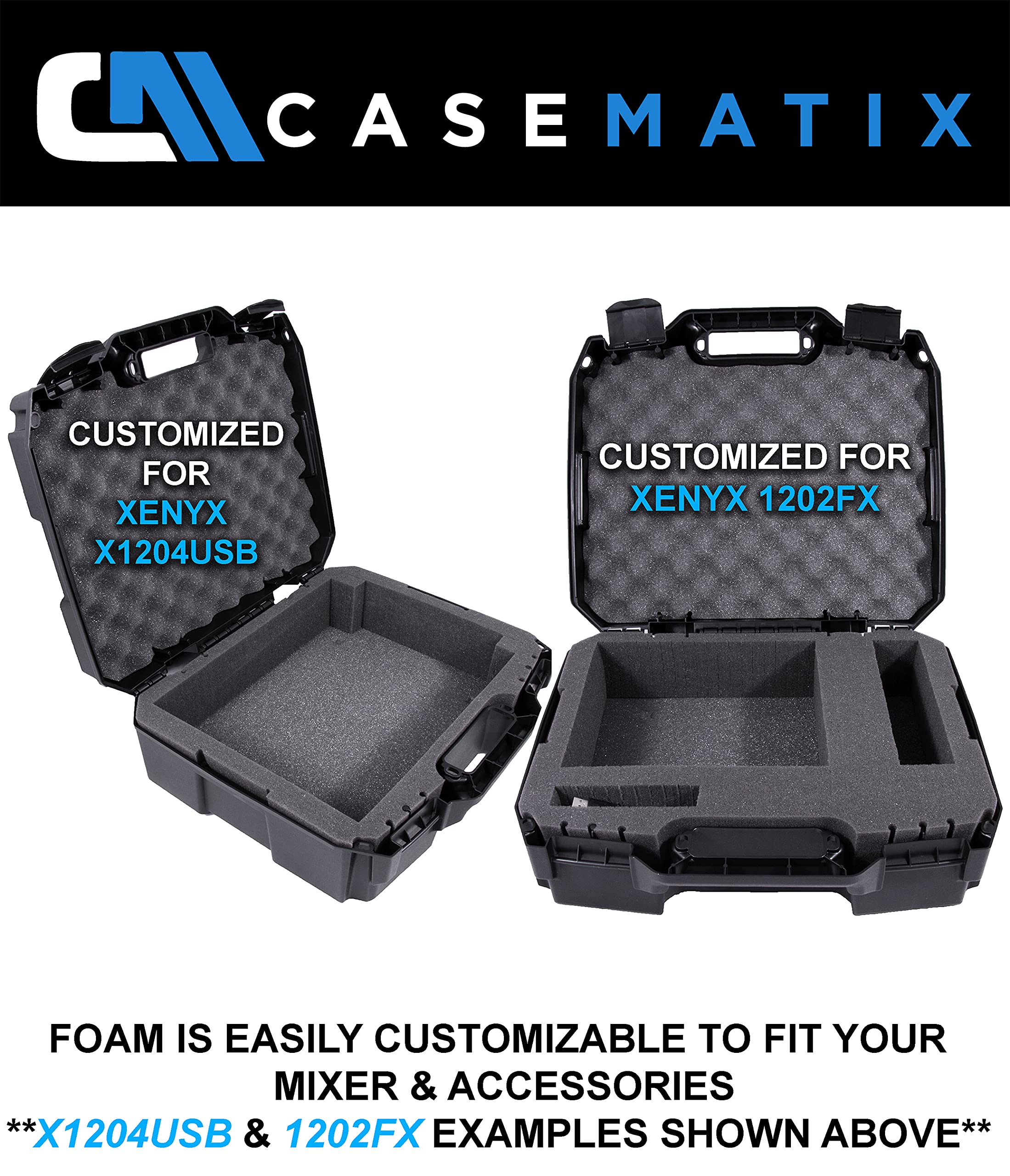Casematix 17'' Hard Shell Audio Mixer Travel Case Compatible With Behringer Xenyx X1204Usb, 1204Usb, Qx1204Usb, Q1204Usb, 1202Fx