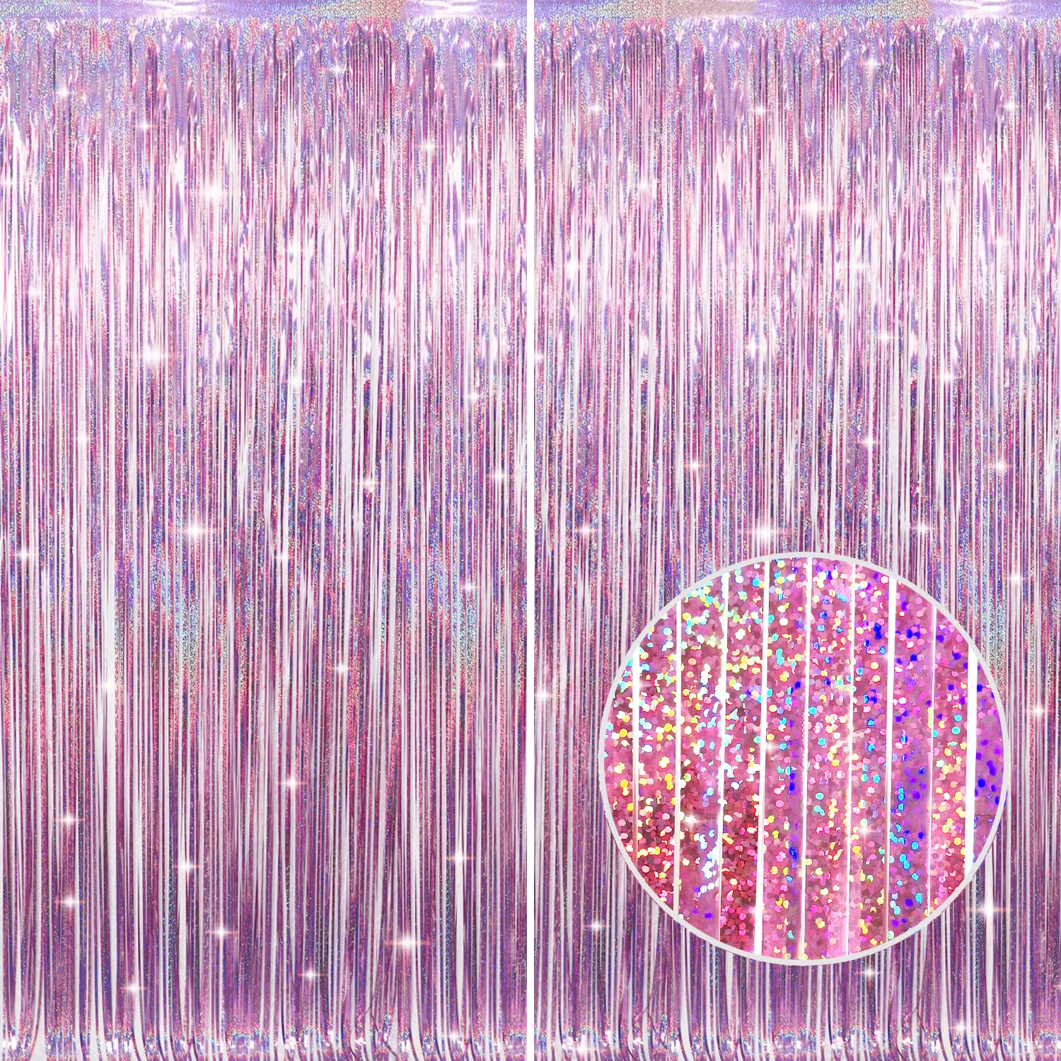Goer Pink Tinsel Curtain Party Backdrop  Foil Fringe Curtain Lilac Pink Party Streamers For Princess Bachelorette Euphoria Theme