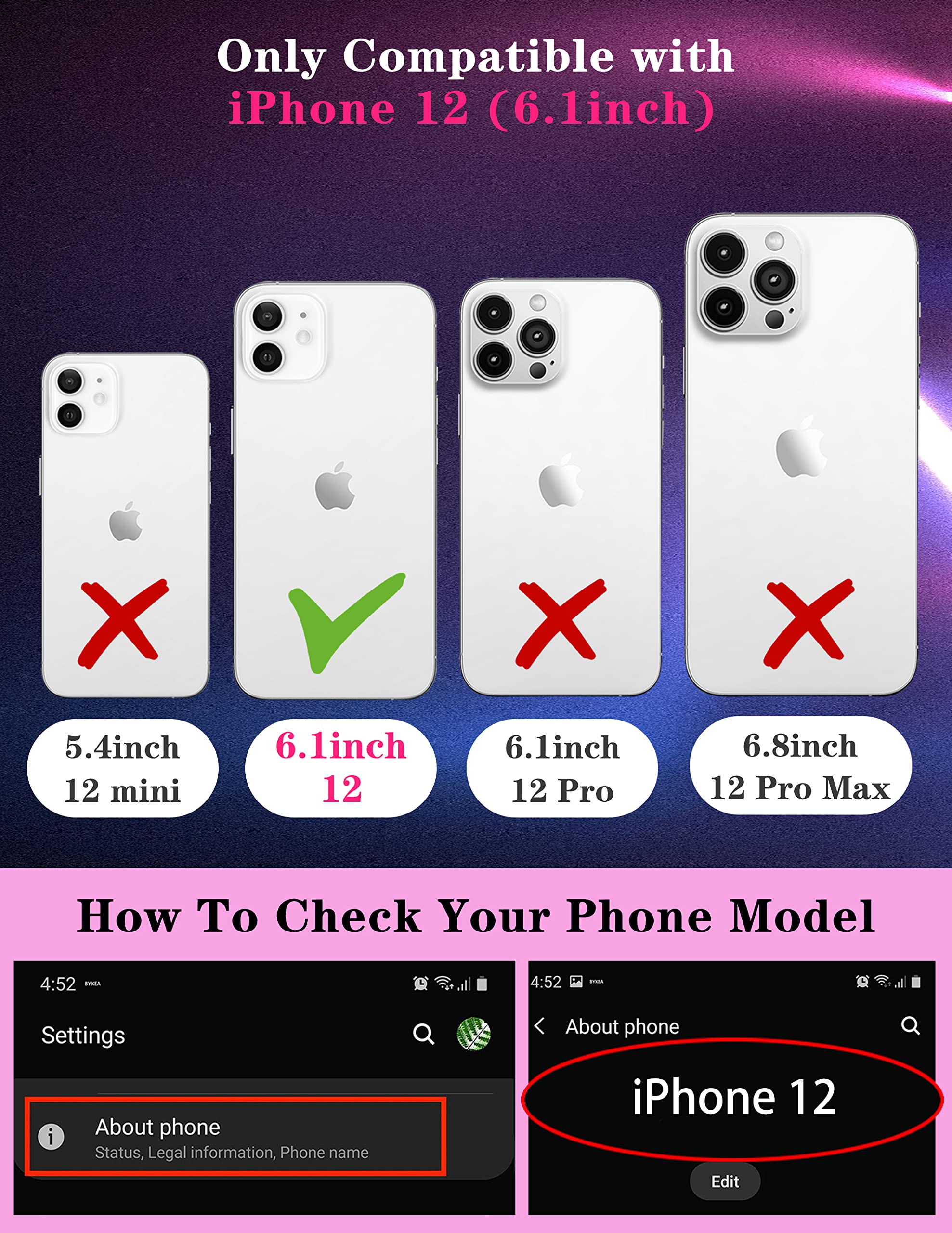 Goocrux (2In1 For Iphone 12 Case Skull Skeleton Women Girls Cute Gothic Phone Cover Ghost Horror Design With Slide Camera Cover+