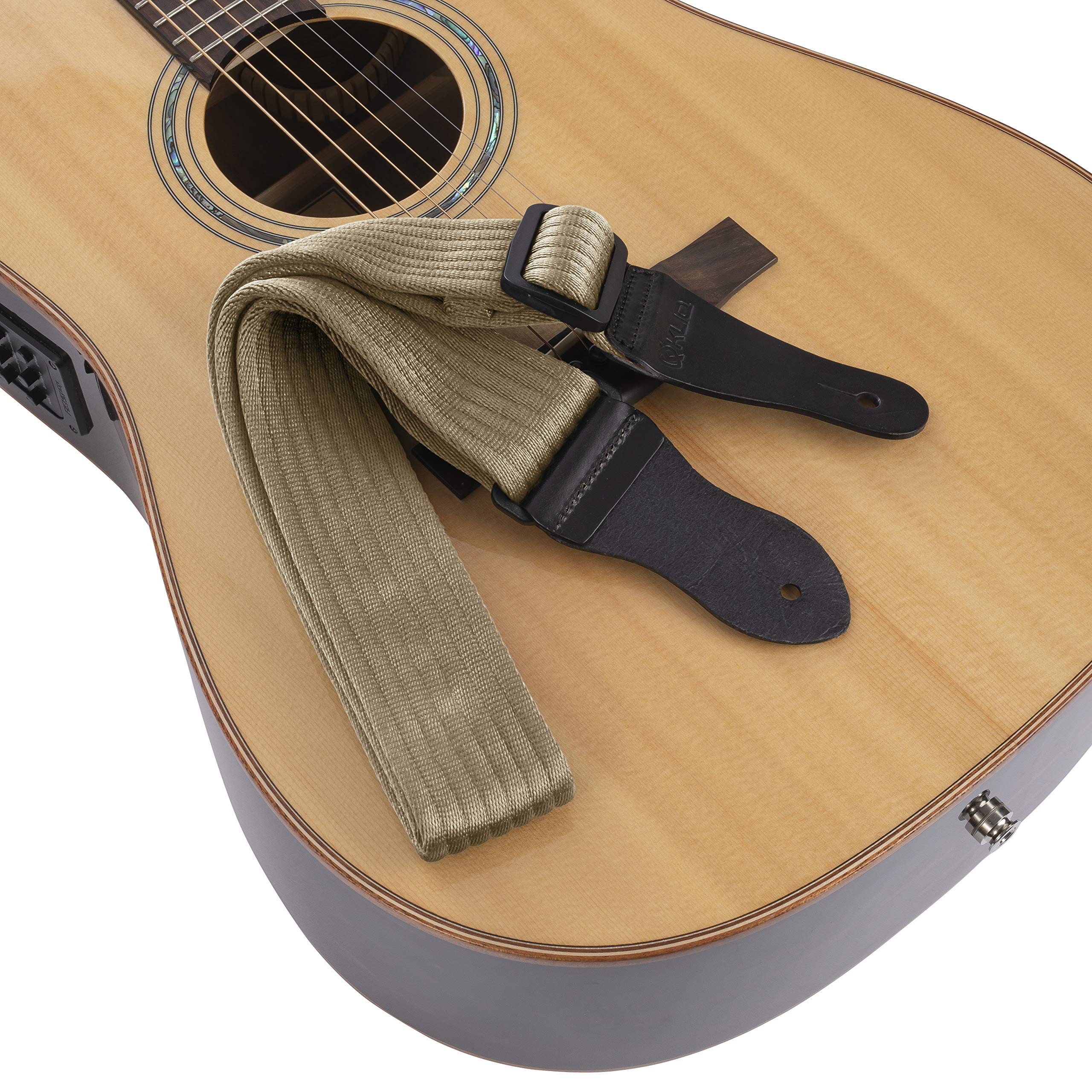 Kliq Vintage Woven Guitar Strap For Acoustic And Electric Guitars (Simple Woven, Tan)