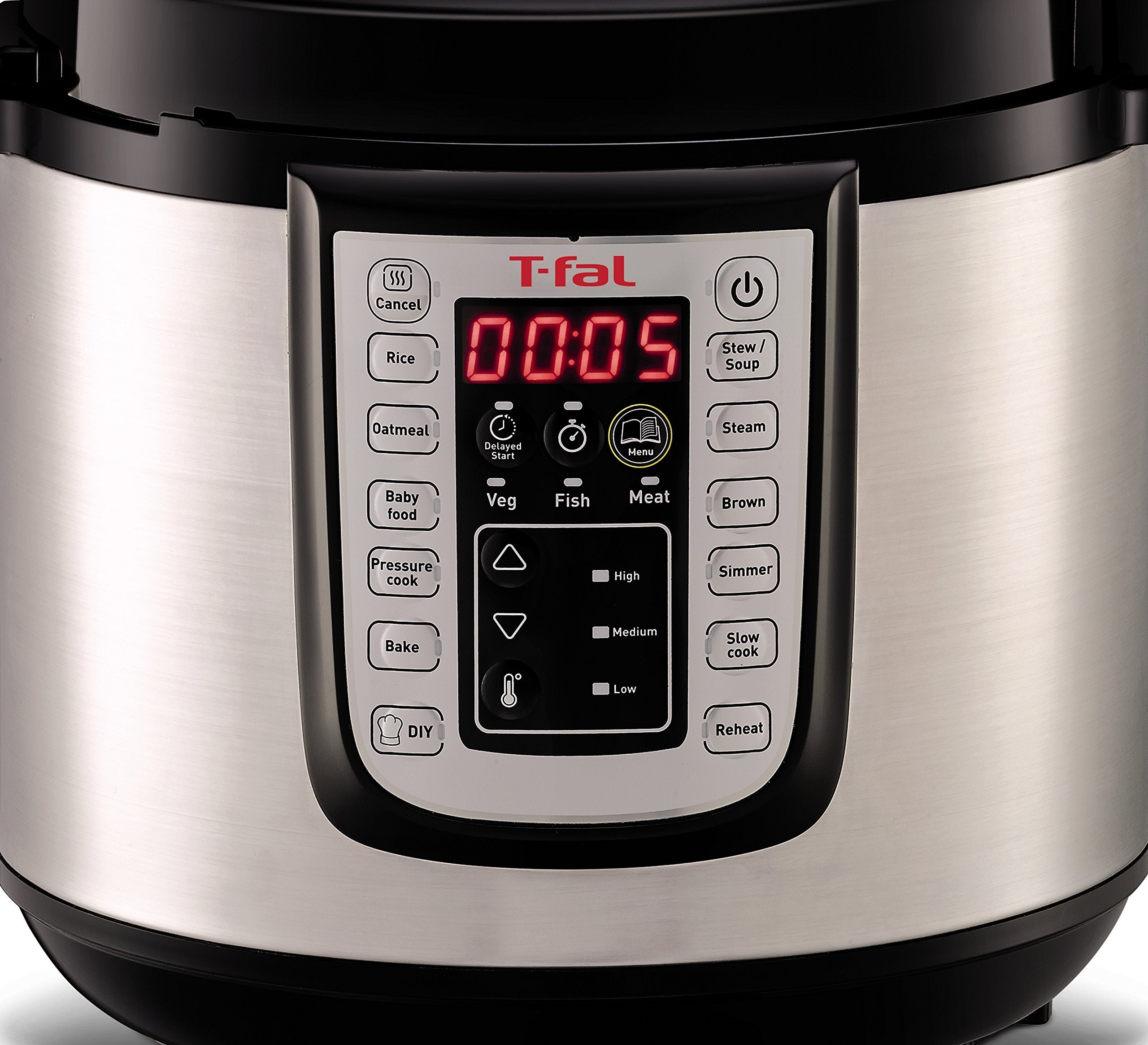 T Fal Pressure Cooker, Pressure Fryer, Programmable Pressure Cooker, 25 Programs, 6 Quart, Silver
