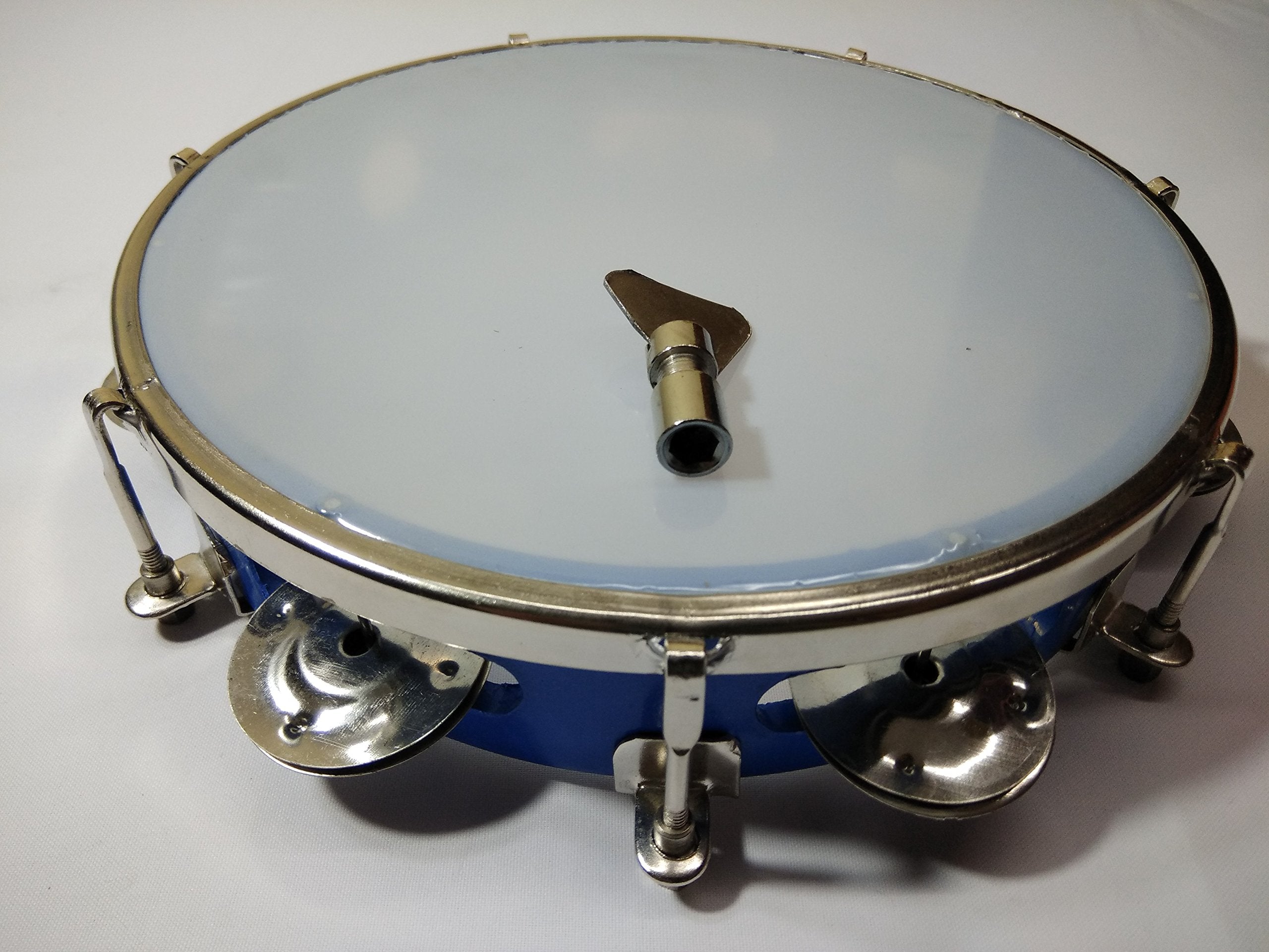 Dhingra Musicals  Tambourine Hand Percussion Musical Instrument 8 inch with Skin, Multi Colour (tambourine, hand tambourine, mu