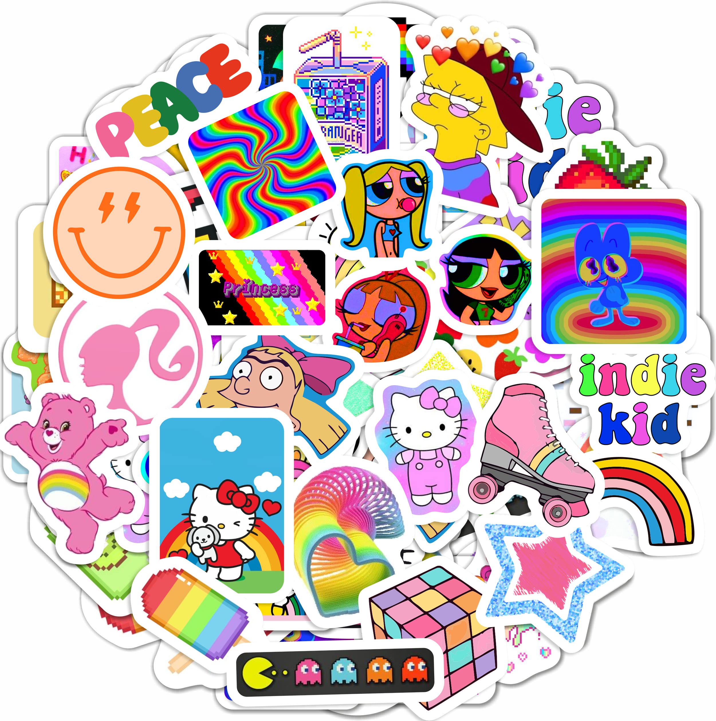 Bulbacraft 101Pcs Indie Stickers Aesthetic, Kidcore Stickers, 90S Stickers, 2000S Stickers, Power Puff Girls Stickers, Y2K Stick