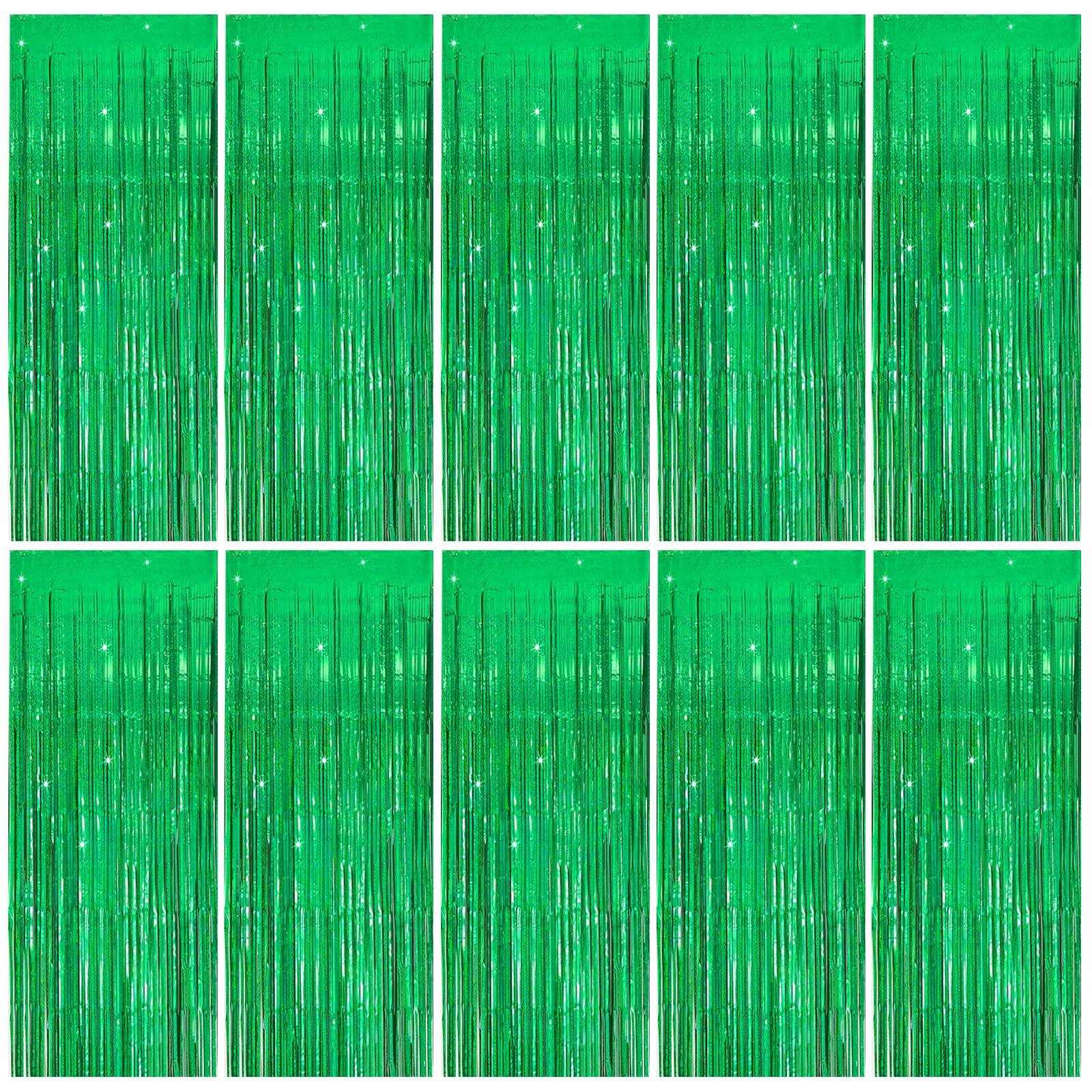 Tinsel Curtain Party Backdrop Green Birthday Party Decorations 10 Packs Glitter Foil Fringe Curtain Party Decor Streamers Photo