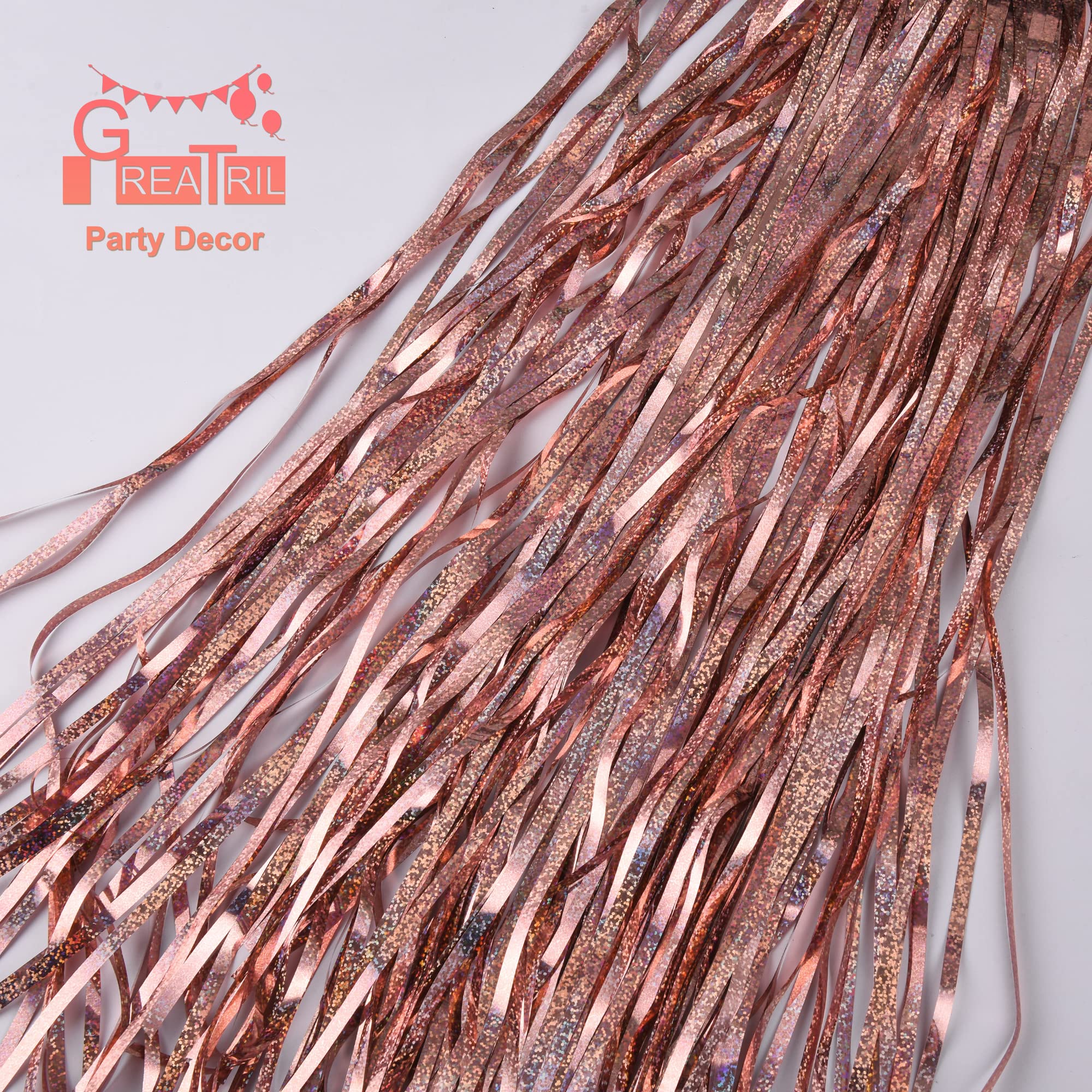 Rose Gold Tinsel Curtain Party Backdrop   Greatril Foil Fringe Curtain Streamers For Bachelorette Party Decorations Bride Be Par