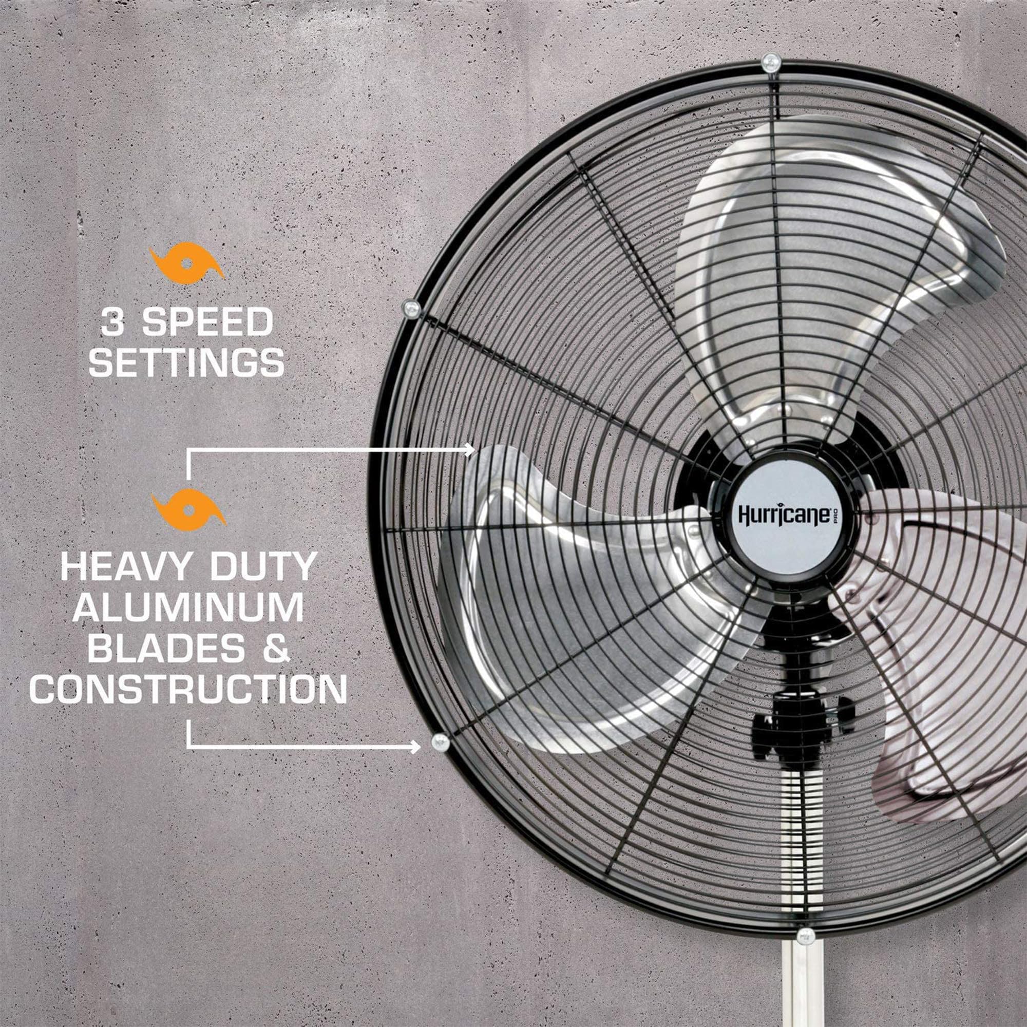 Hurricane Pro 20'' High Velocity Oscillating Metal Stand Fan, Powerful 3 Speed Airflow With Adjustable Height For Home, Bedroom,